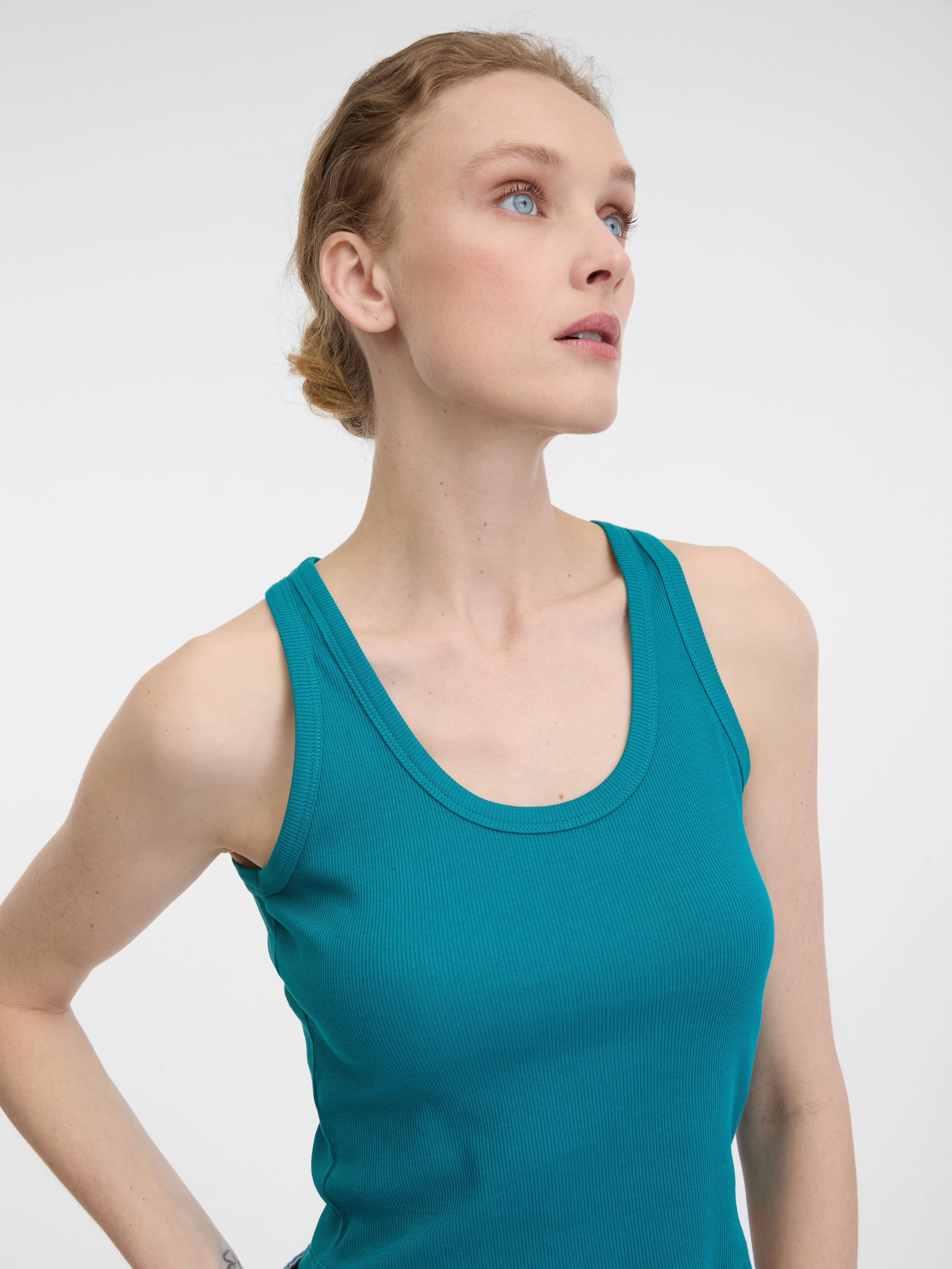 Turquoise women&#039;s crop tank top ORSAY - Women&#039;s