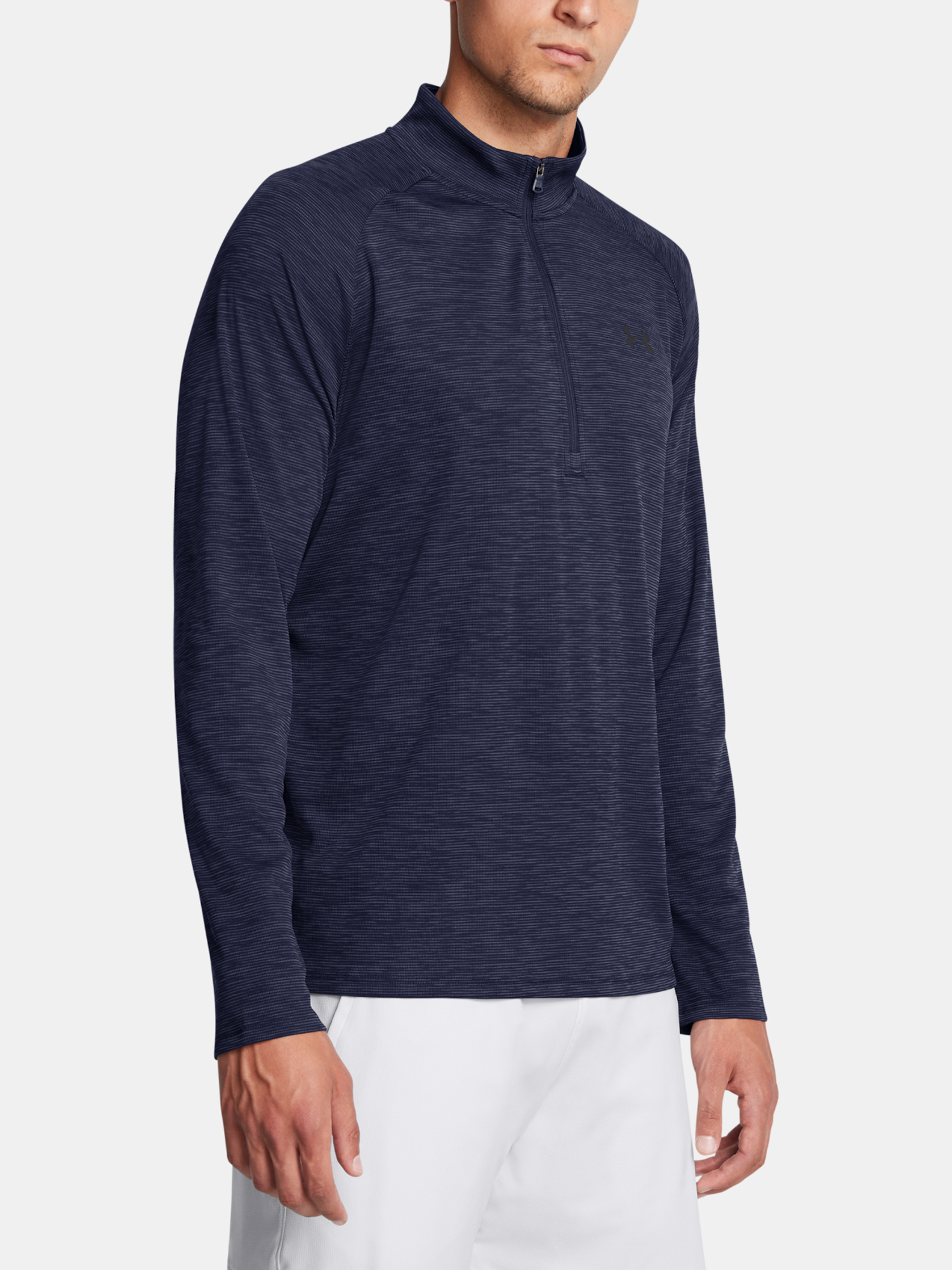 Mens Under Armour UA Tech Textured 1/2 Zip-BLU T-Shirt - Mens