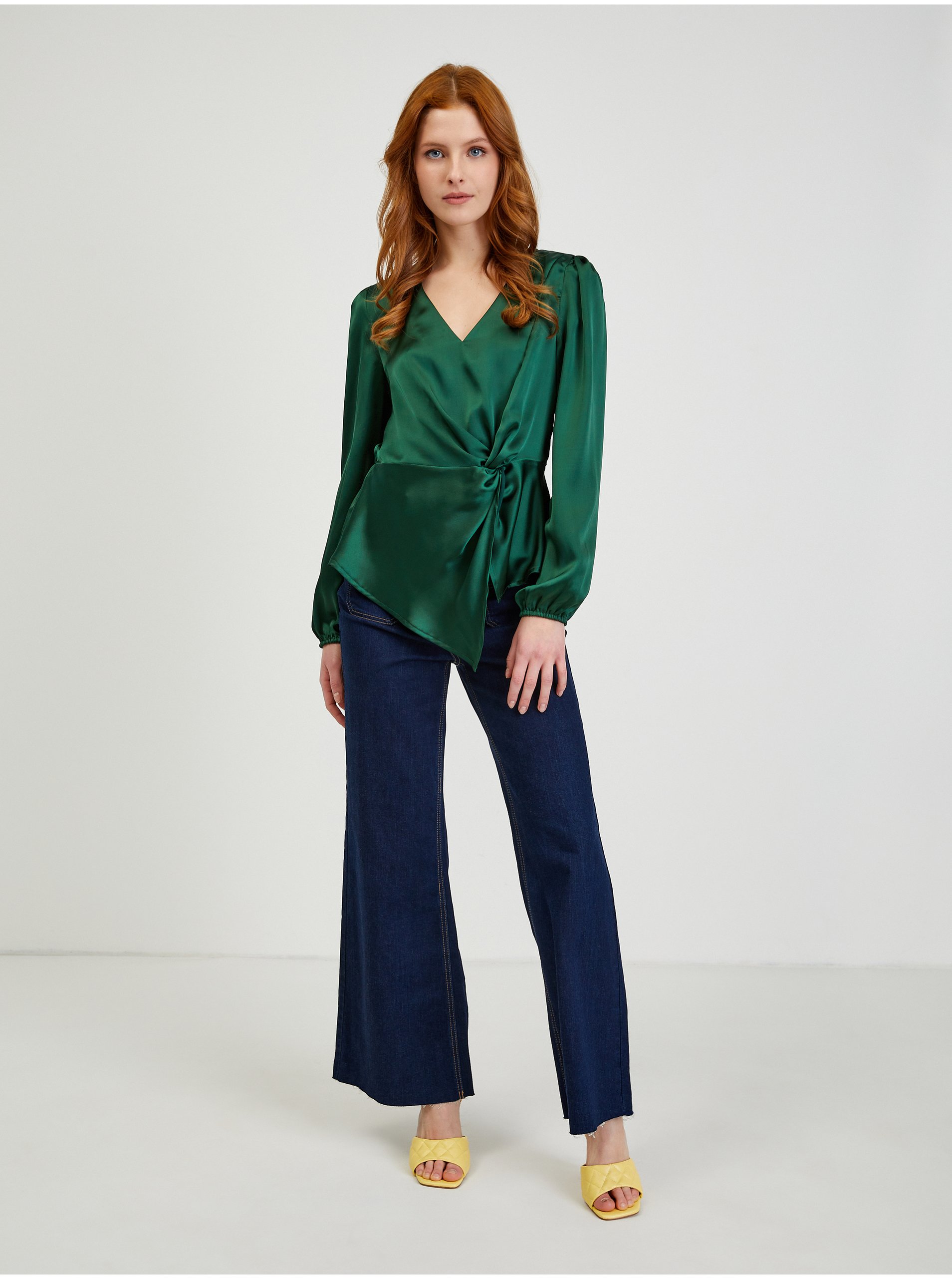 Orsay Green Ladies Satin Blouse - Women