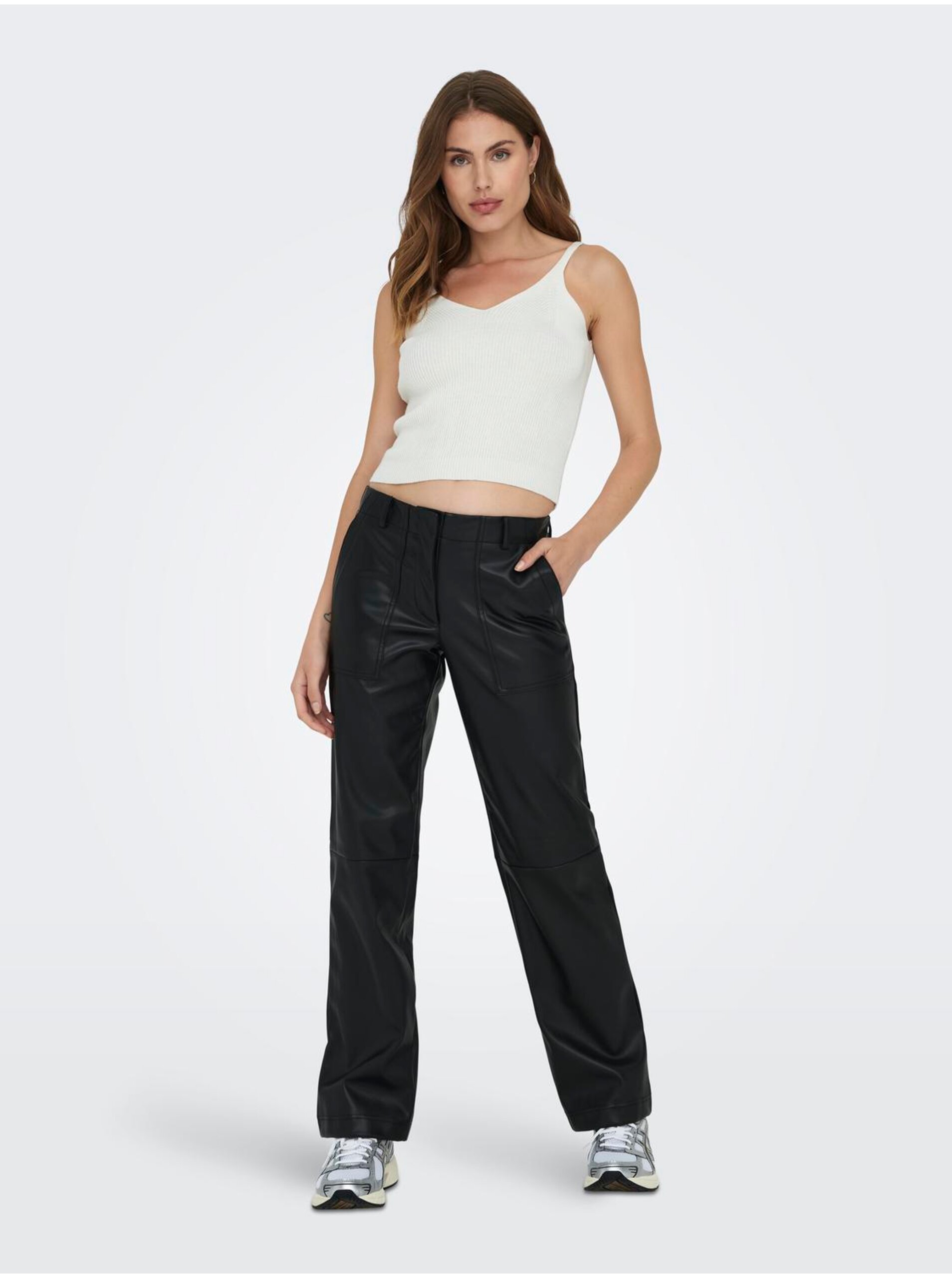 Black Women's Faux Leather Pants ONLY Penna - Women