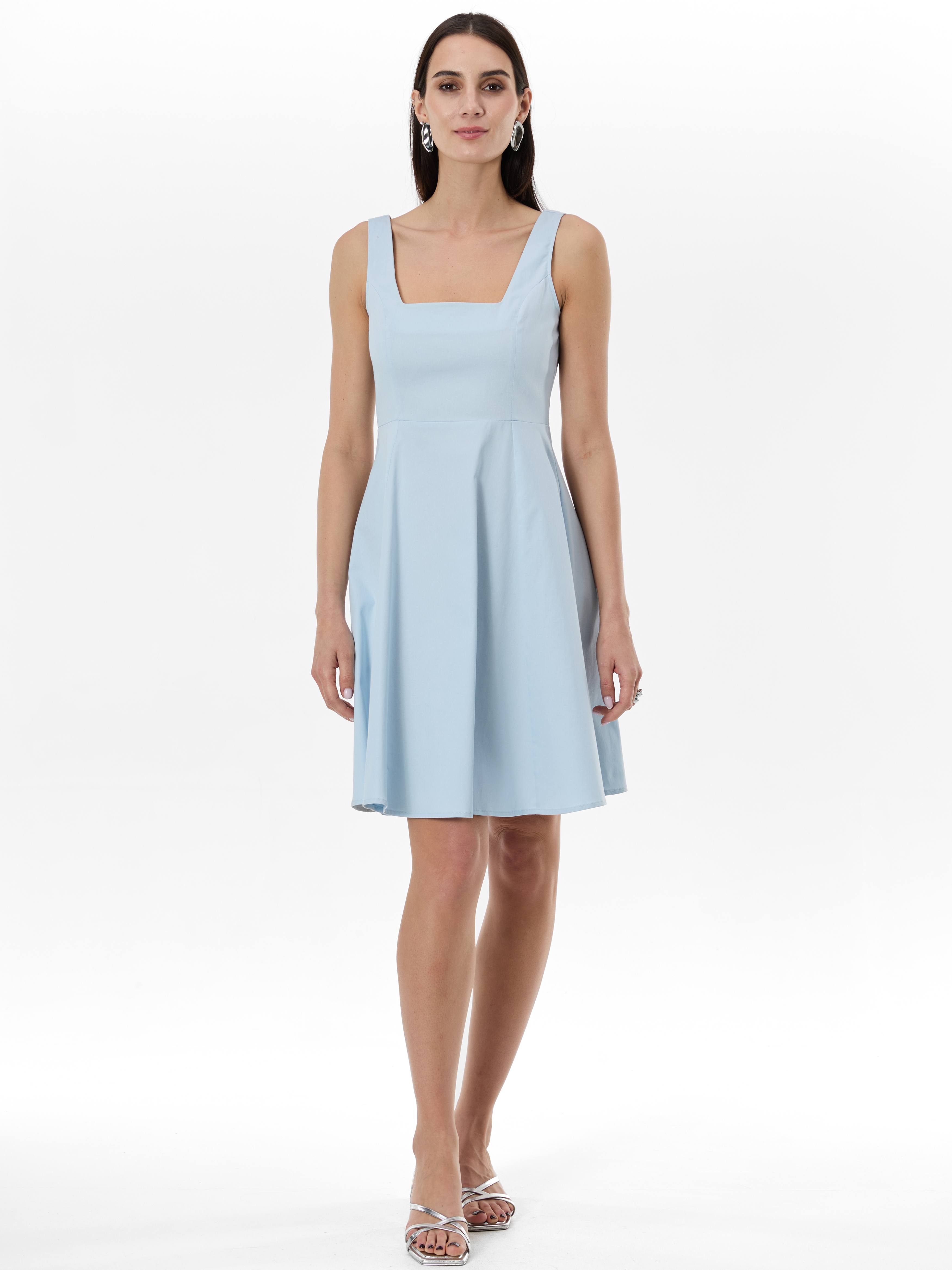 Светлосиня дамска рокля до коляното ORSAY