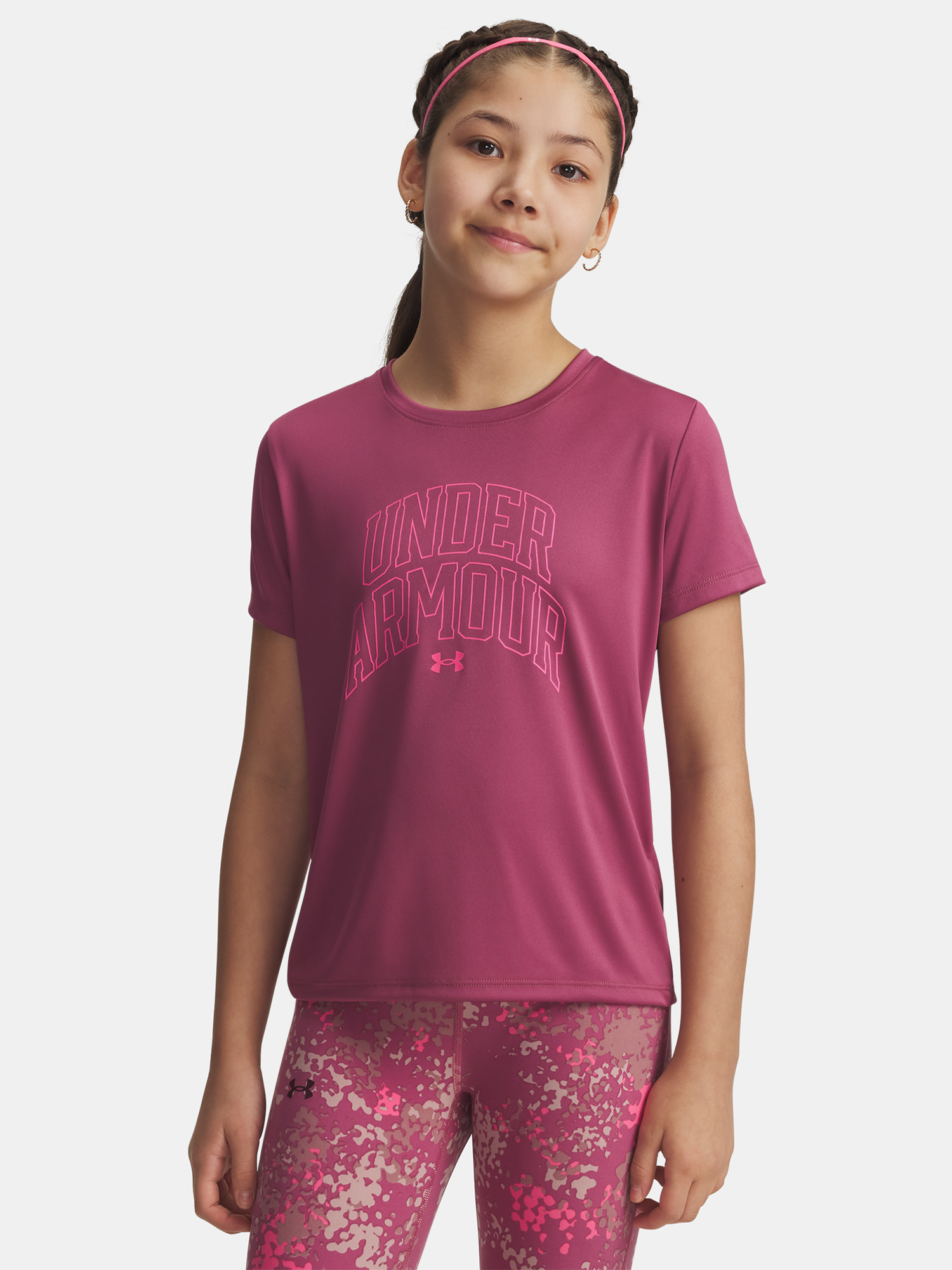 Girls T-shirt Under Armour Tech Varsity Graphic SS-RED - Girls