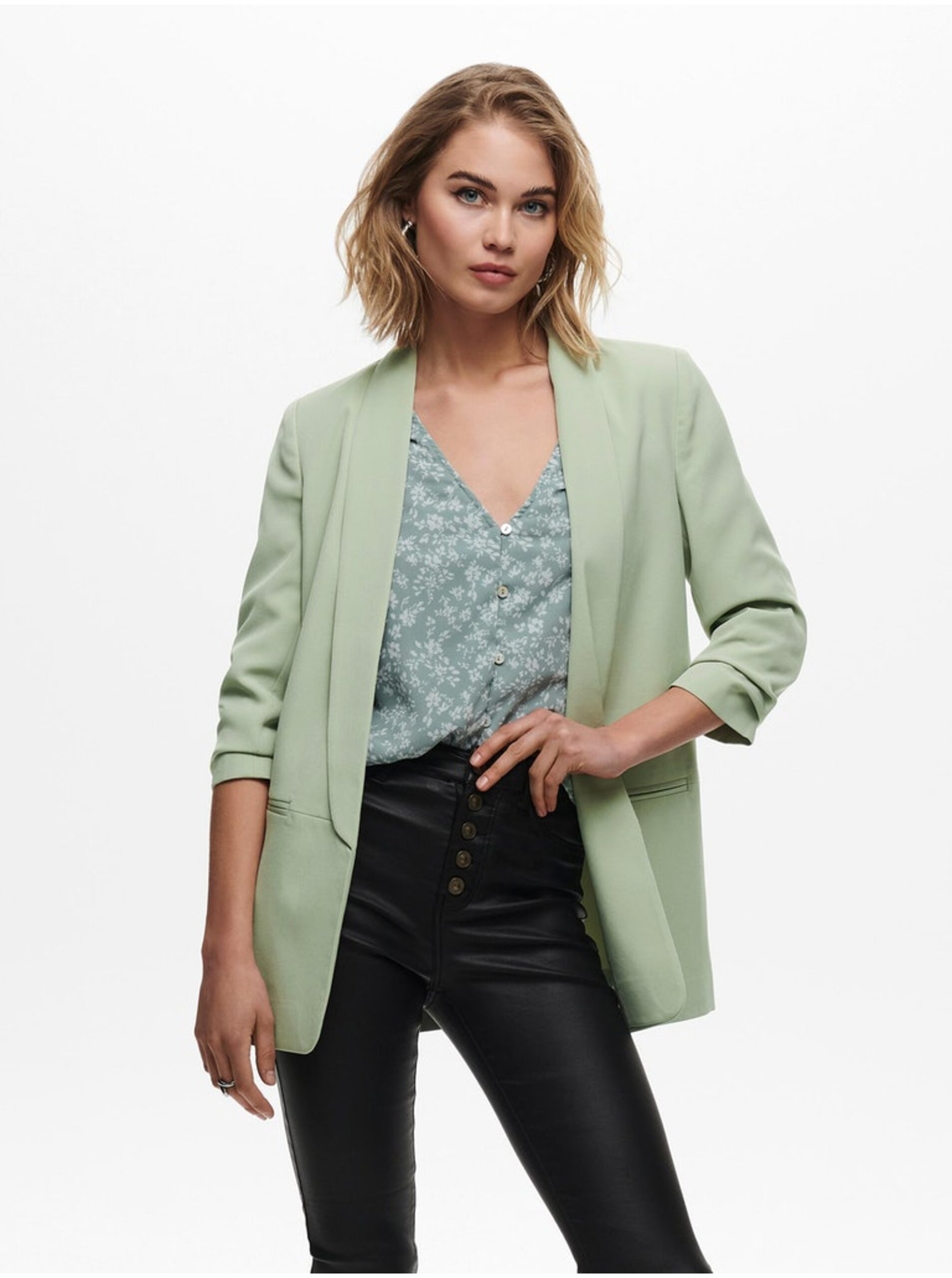 Light green women's jacket with three-quarter sleeves ONLY Elly - Women