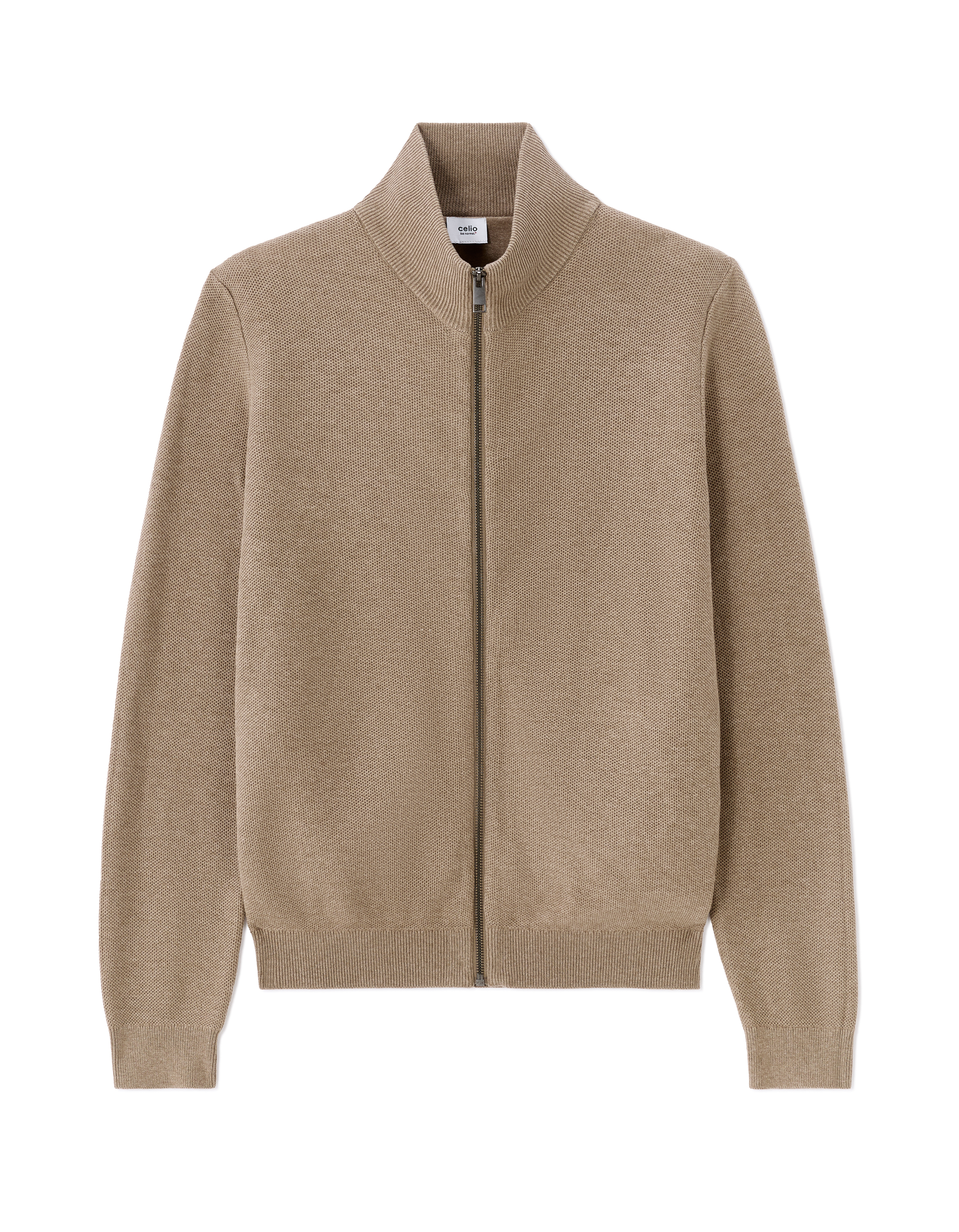 Celio hnedý sveter na zips