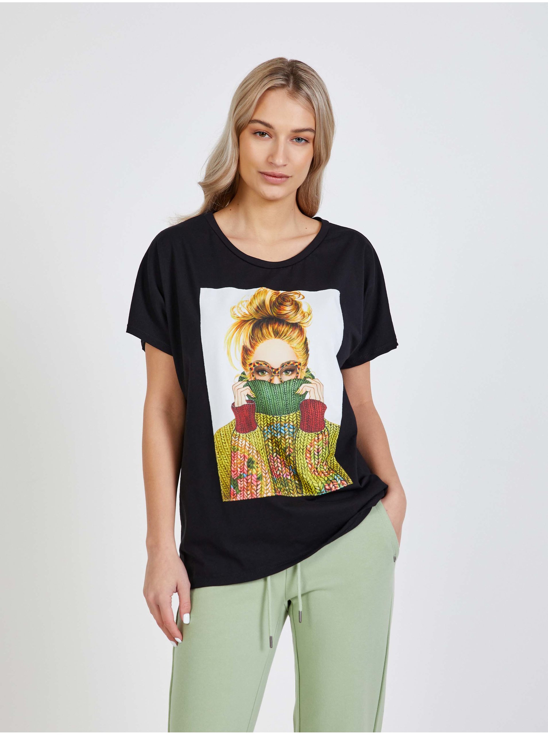 Levně Haily´s Černé dámské tričko Hailys Lia - Dámské