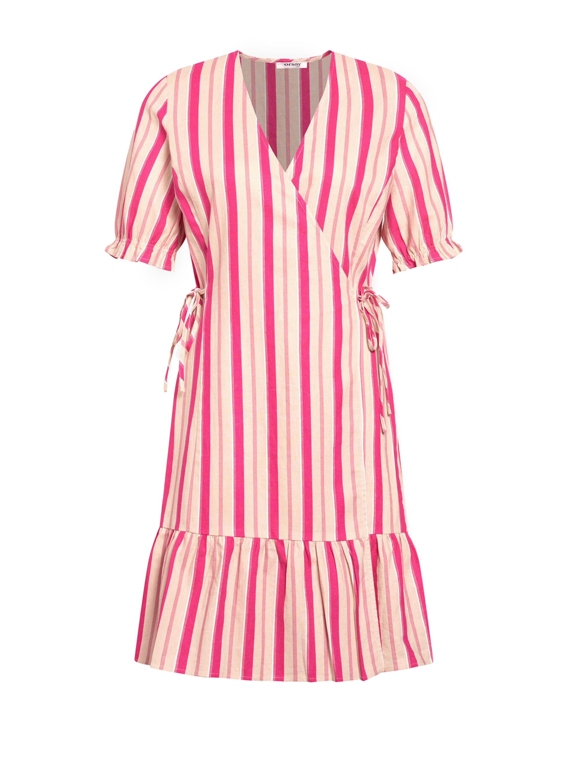 Pink Striped Wrap Linen Dress ORSAY - Women