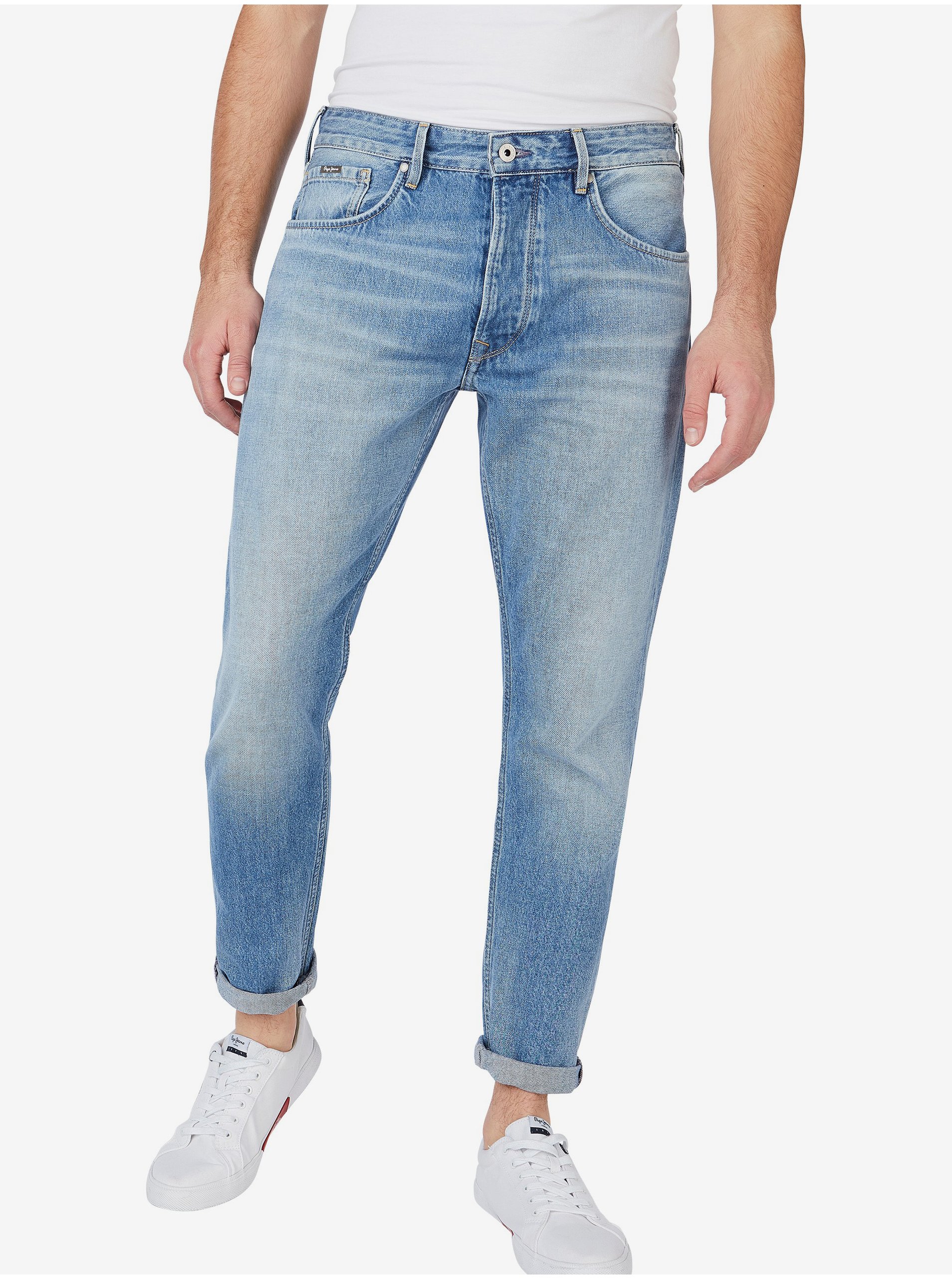 Light blue men straight fit jeans Pepe Jeans Callen - Men