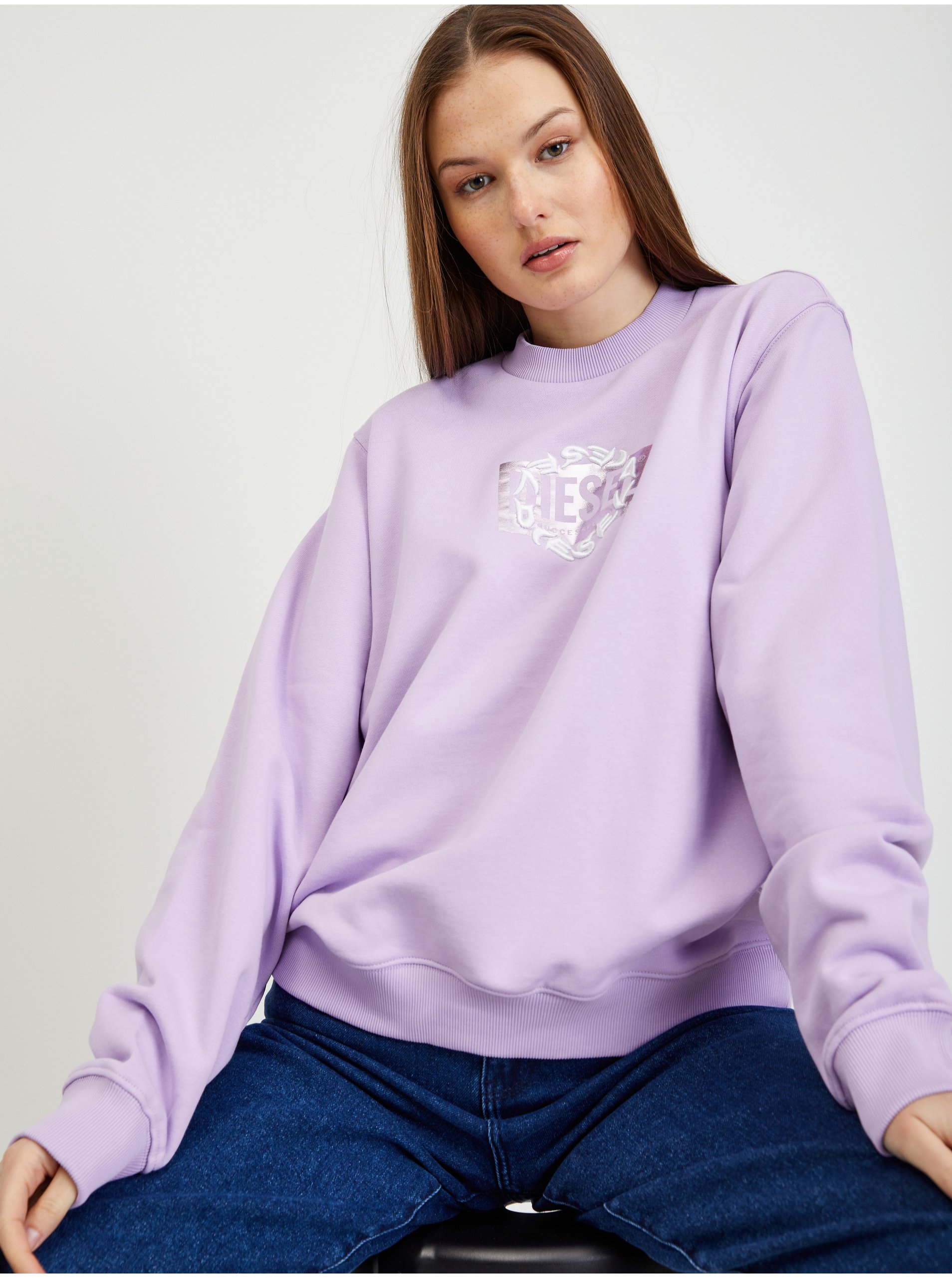 Light Purple Women's Oversize Sweatshirt Diesel Felpa - Women