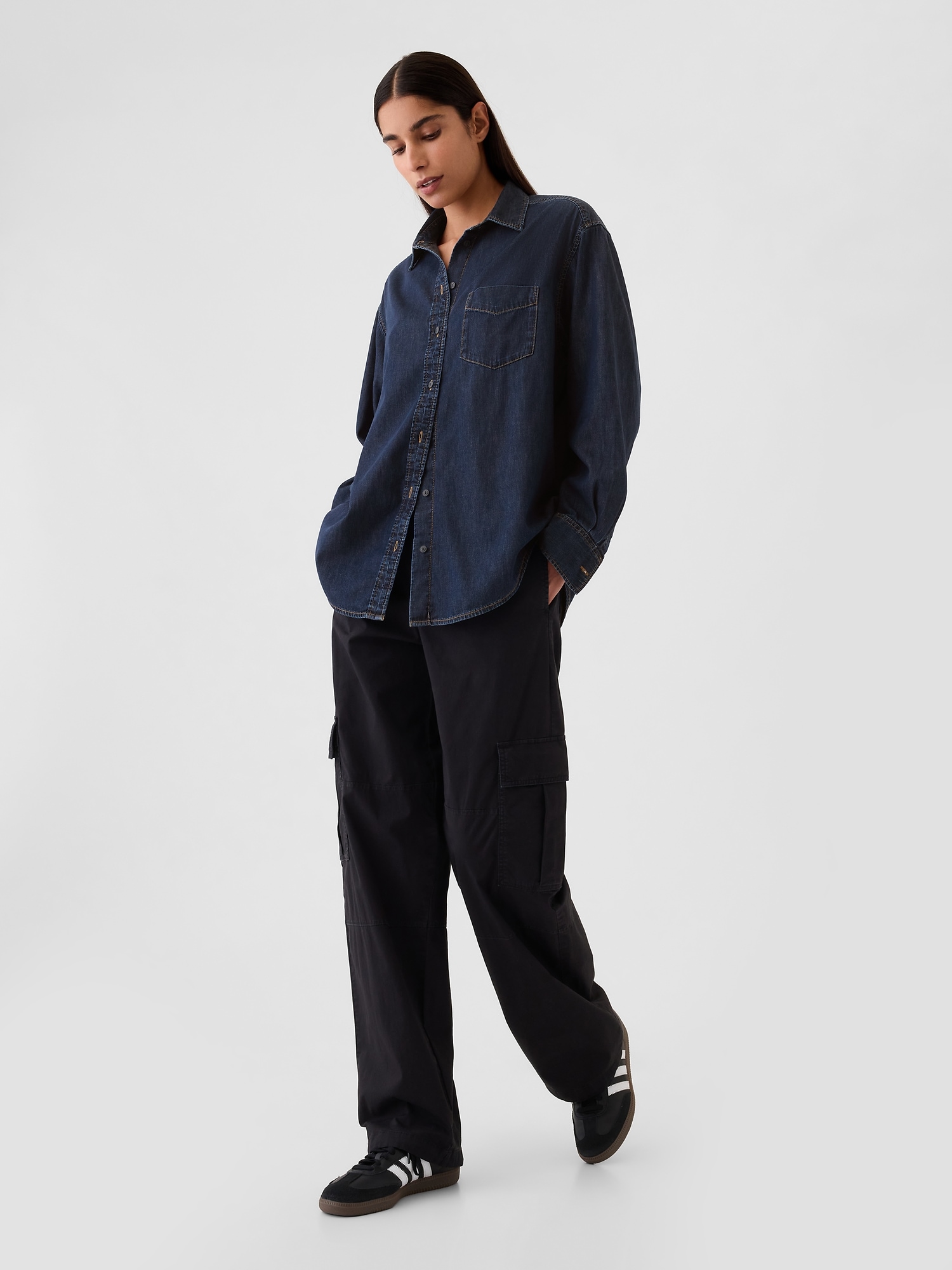 GAP Chambray Oversize Shirt Big Shirt - Women