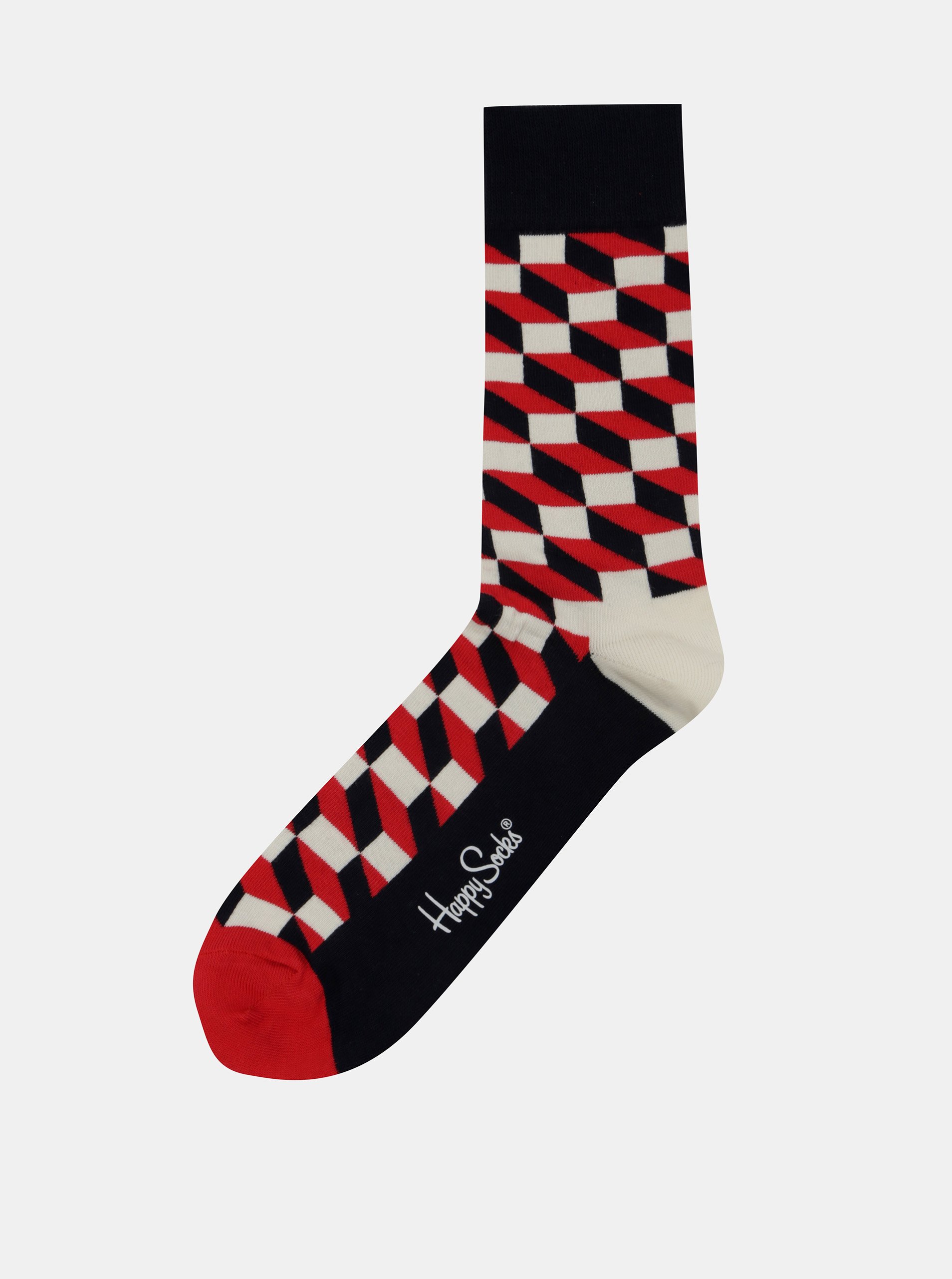 Levně Červeno-bílé vzorované ponožky Happy Socks Filled Optic