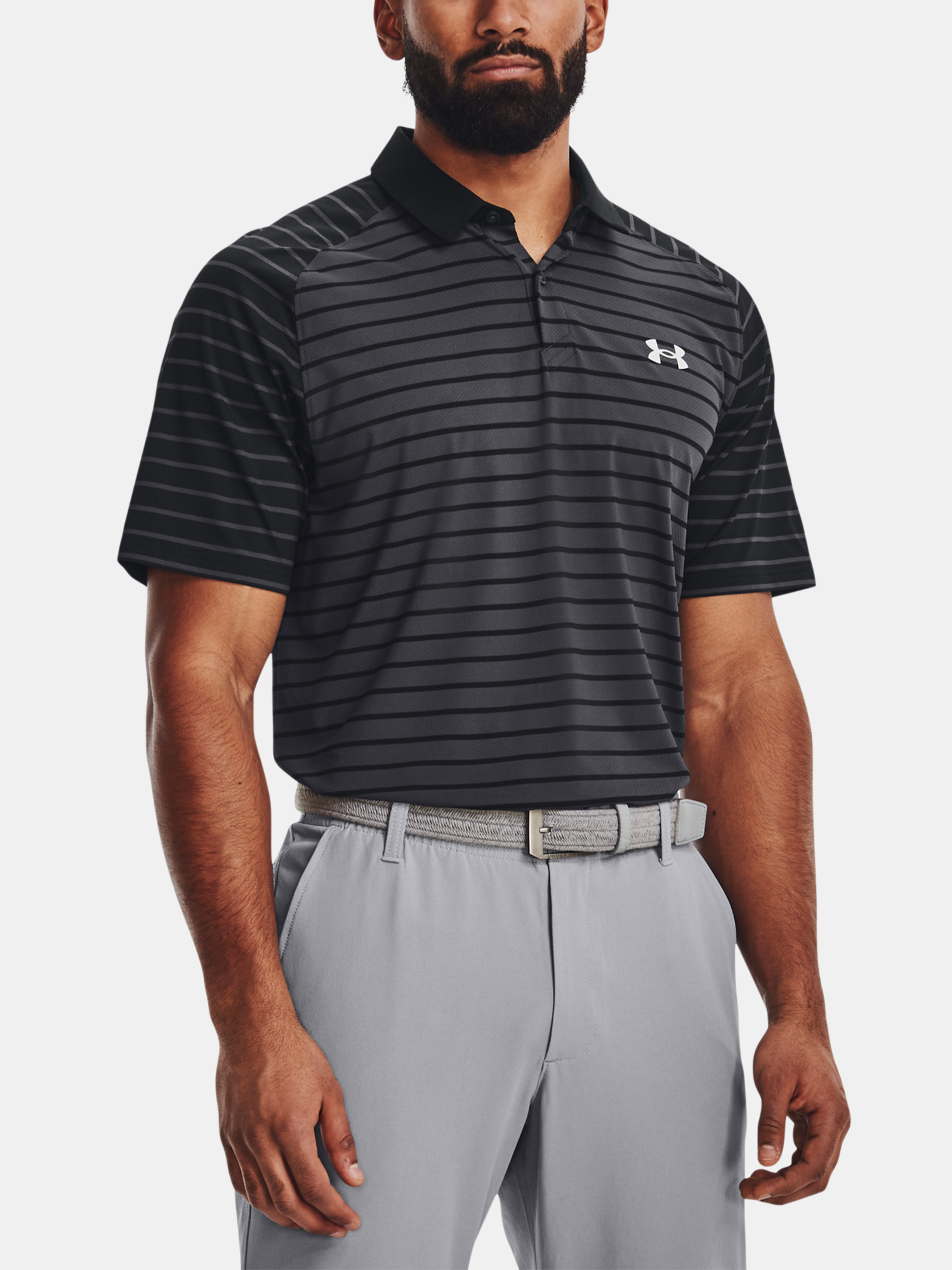 Under Armour Tričko UA Iso-Chill Mix Stripe Polo-BLK - Pánské