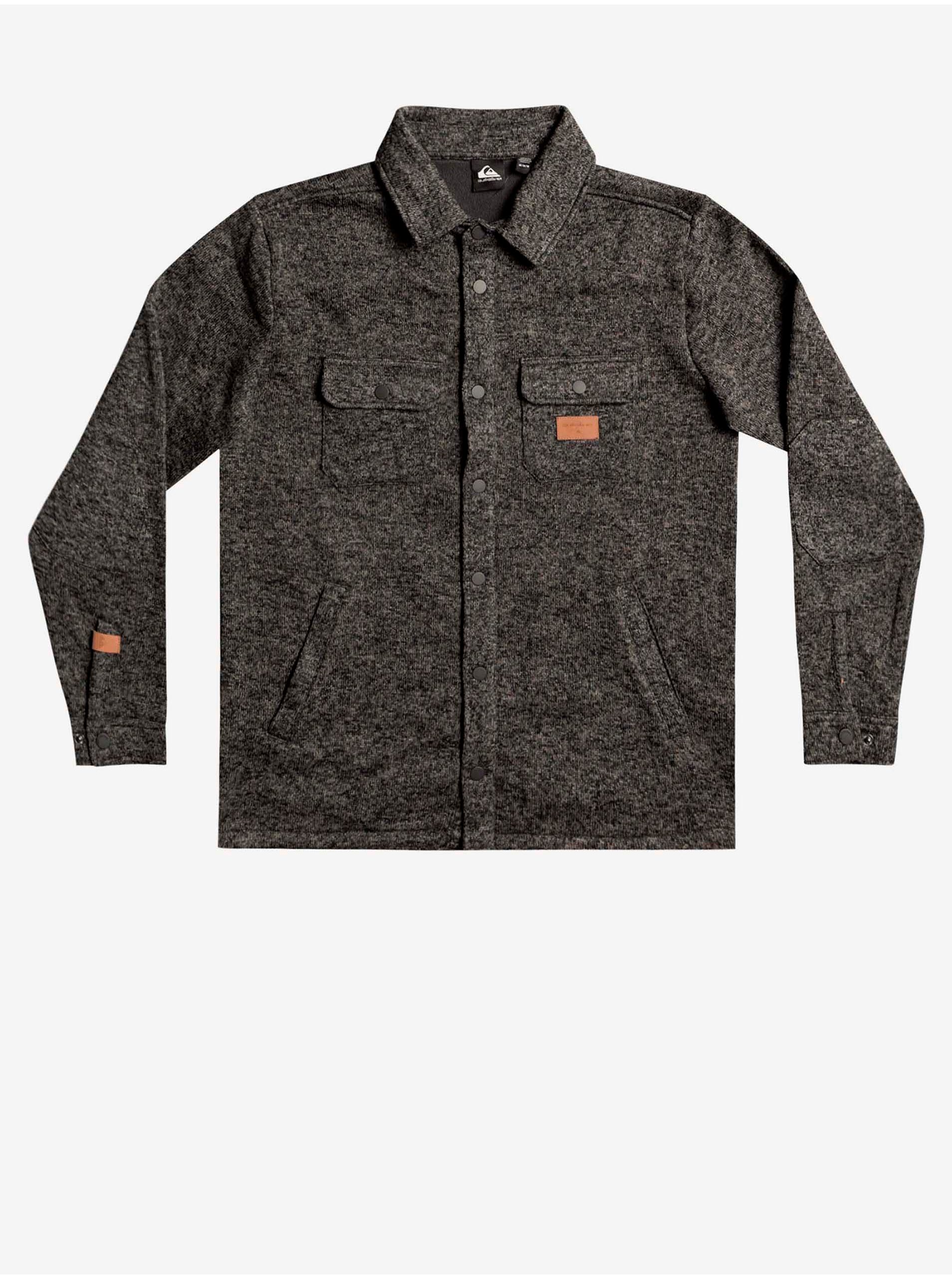 Dark Grey Men's Brindle Shirt with Quiksilver Keller Shirt Pockets - Men's