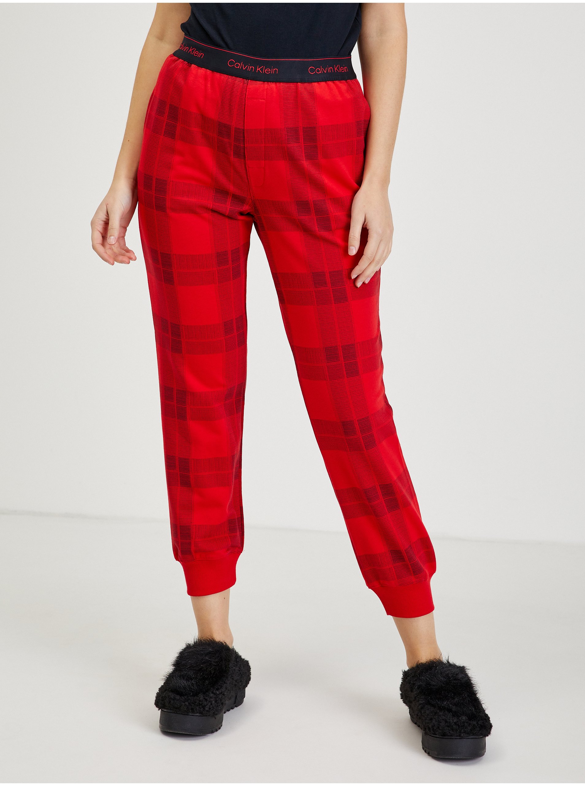 Calvin Klein Jeans Red Checkered Sweatpants - Women