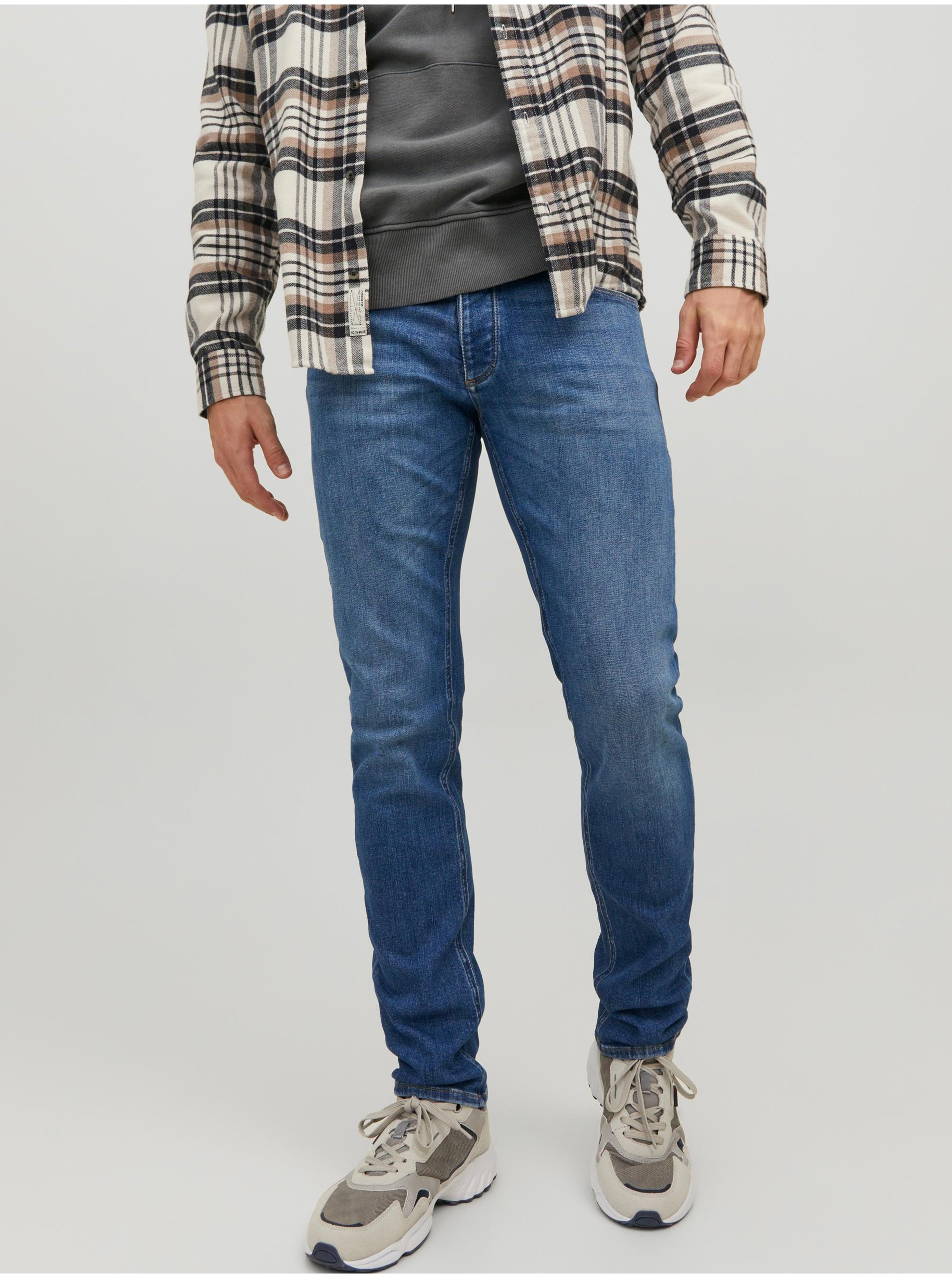 Modré pánské slim fit džíny Jack & Jones Liam - Pánské
