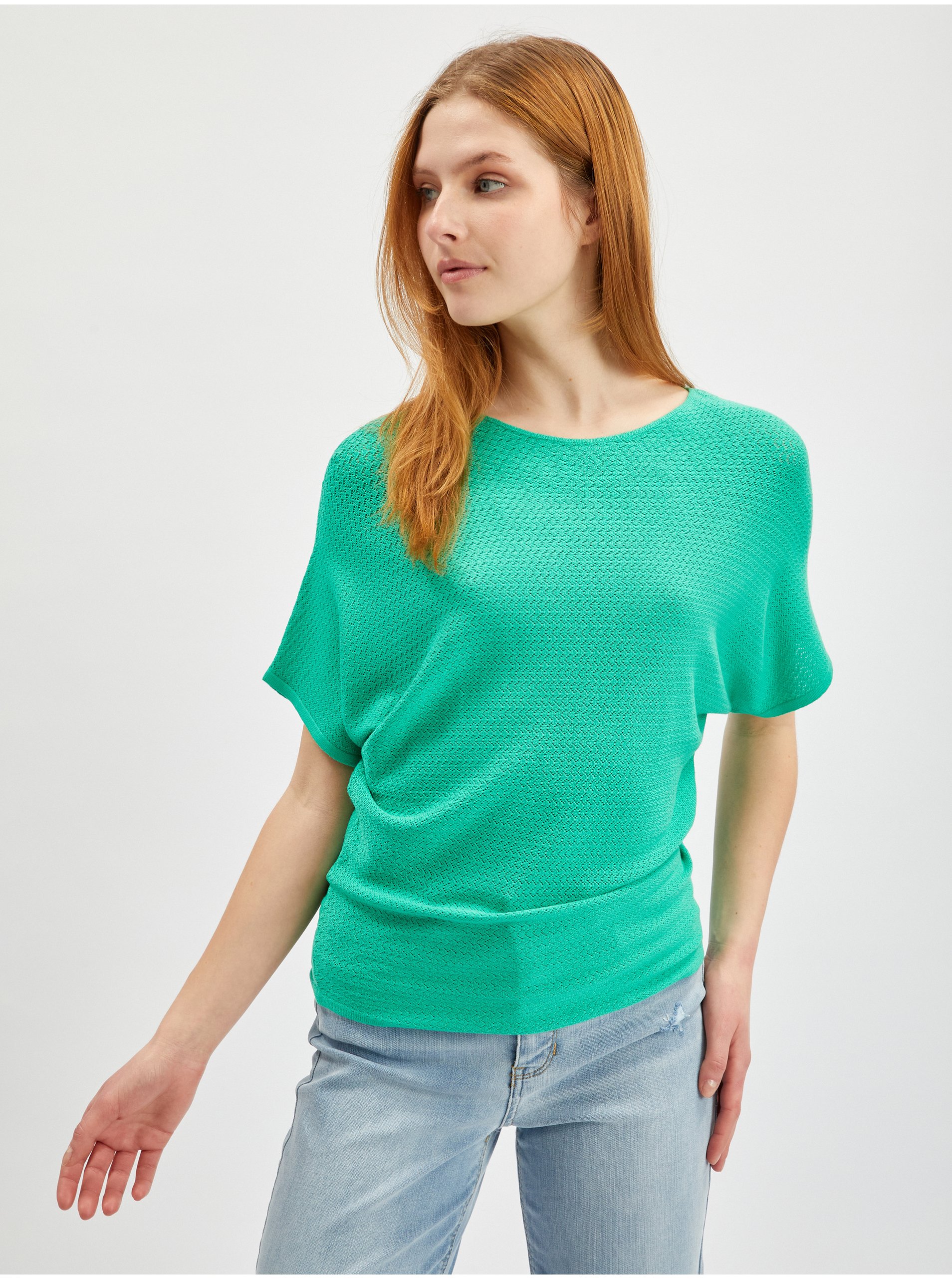 Levně Orsay Světle zelený dámský svetr s krátkým rukávem - Dámské