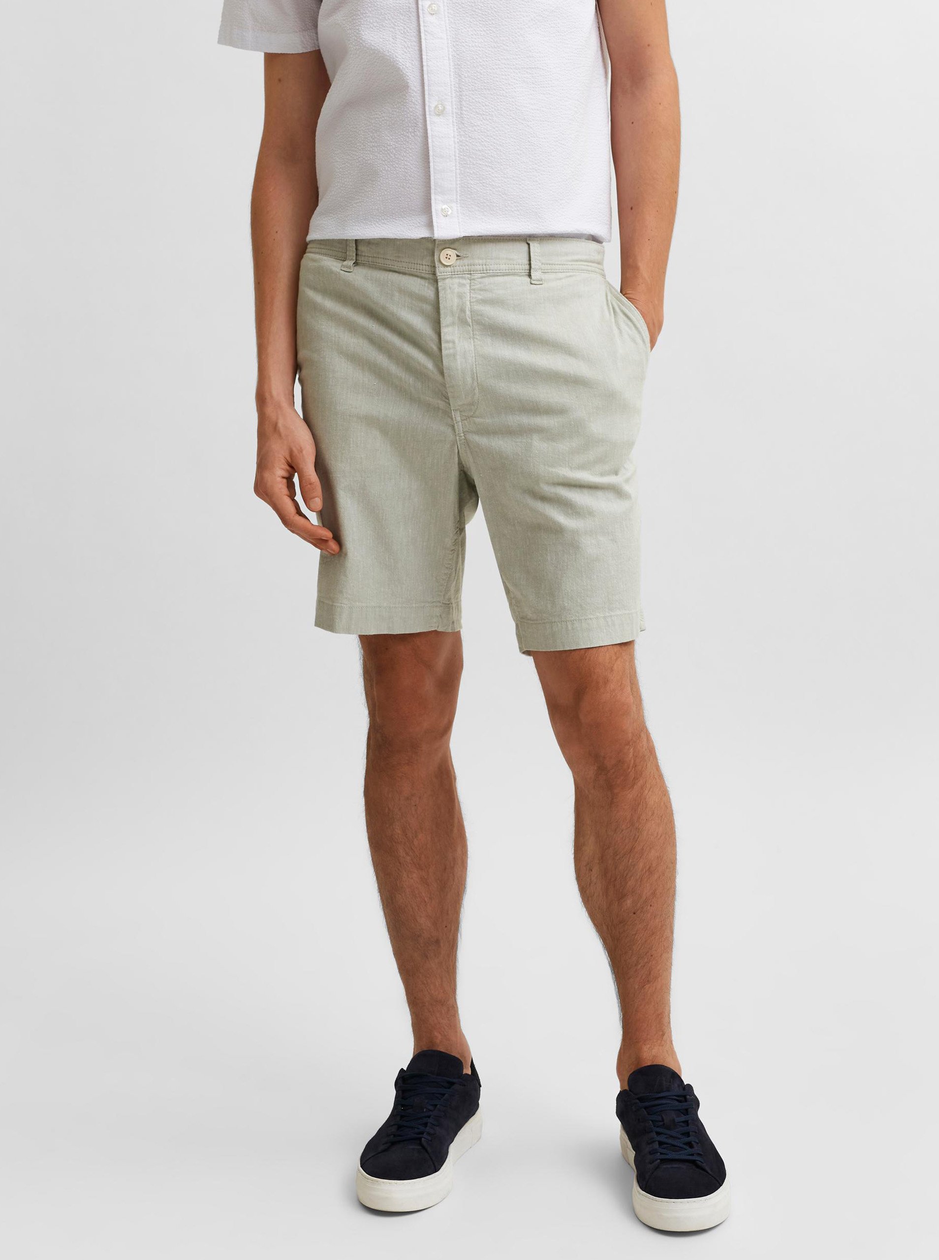 Light Green Brindle Chino Shorts Selected Homme Isac - Men