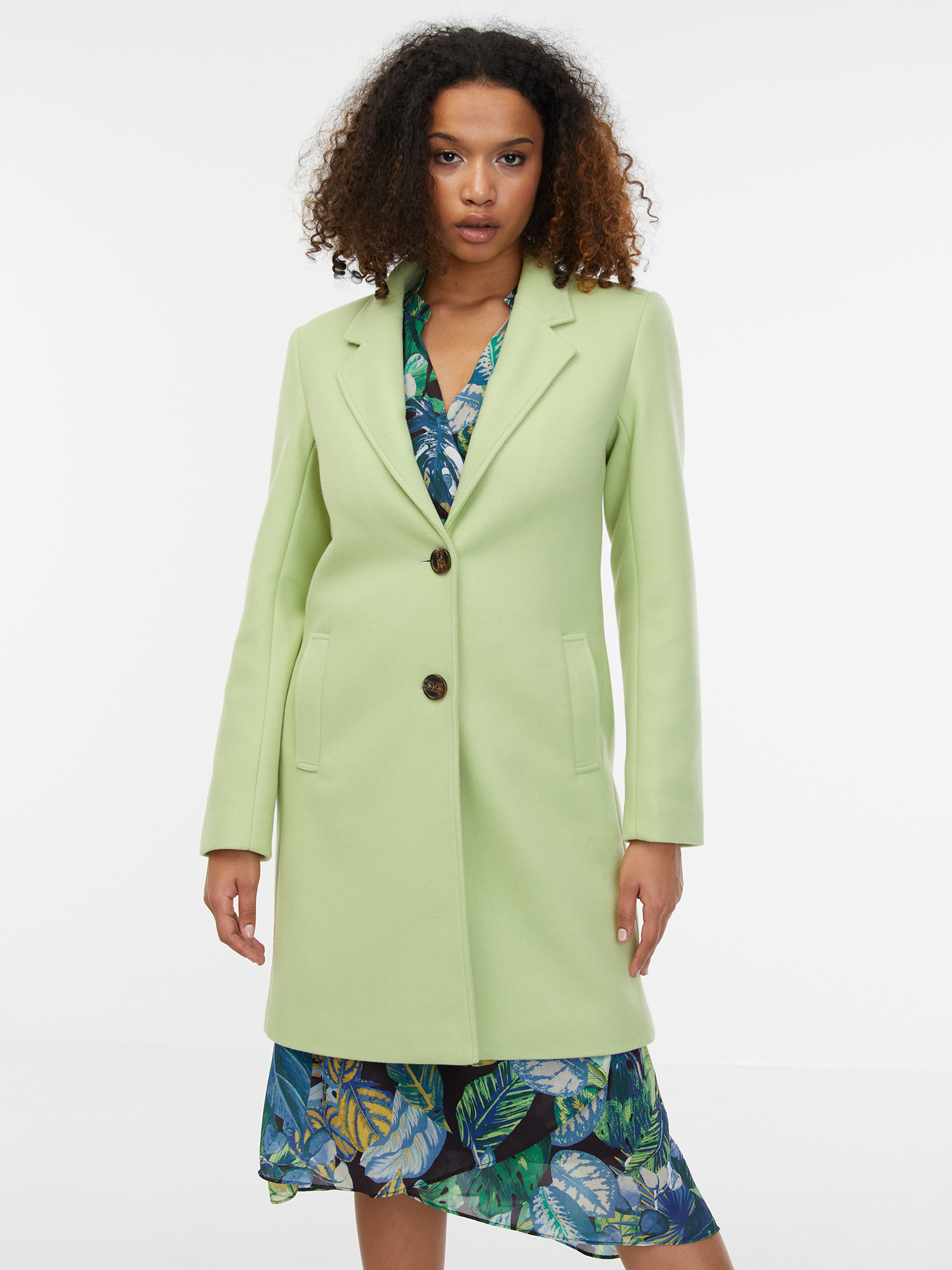 Levně Orsay Světle zelený dámský kabát - Dámské