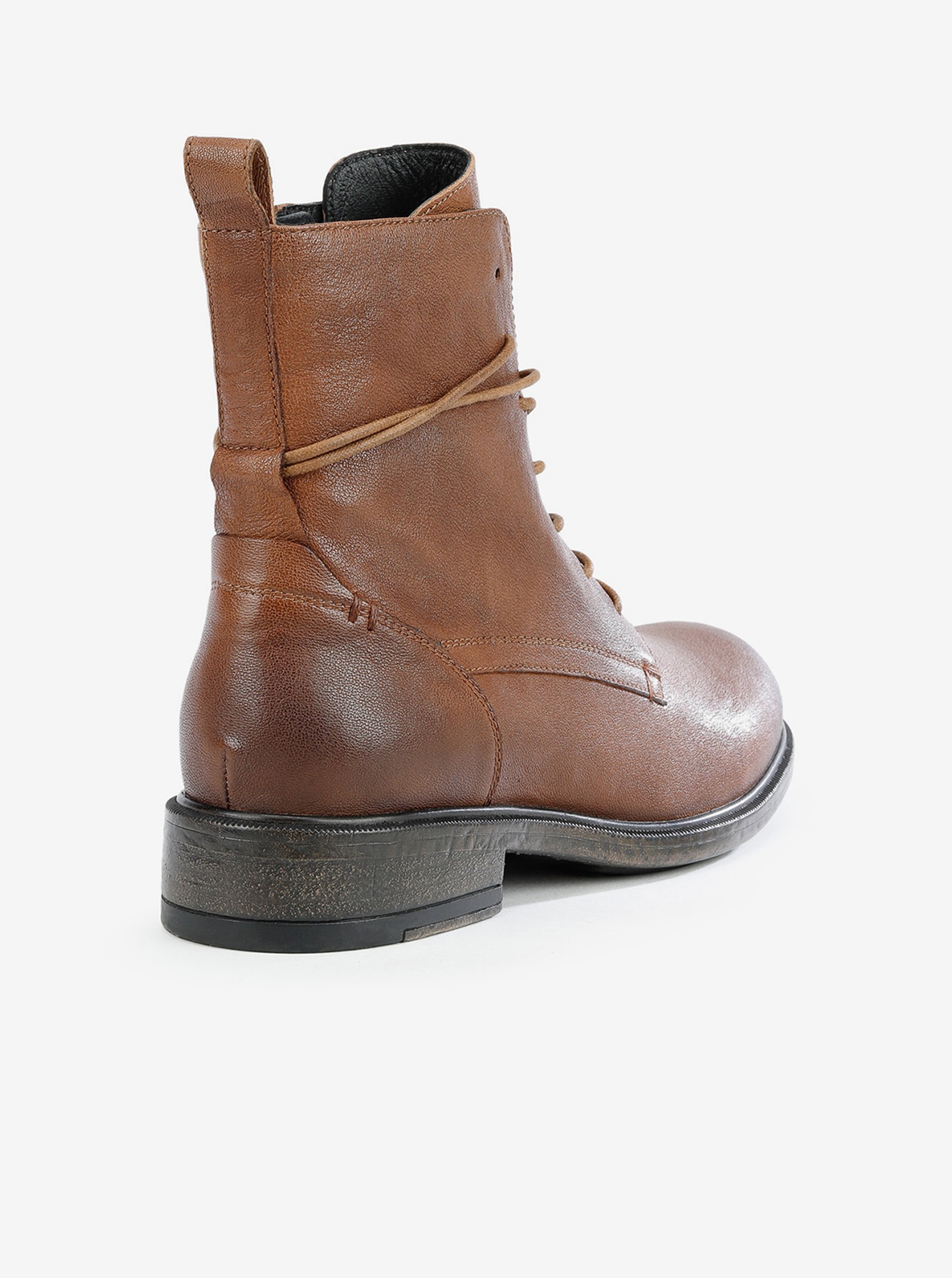 Brown women's leather ankle boots Geox Catria - Women's