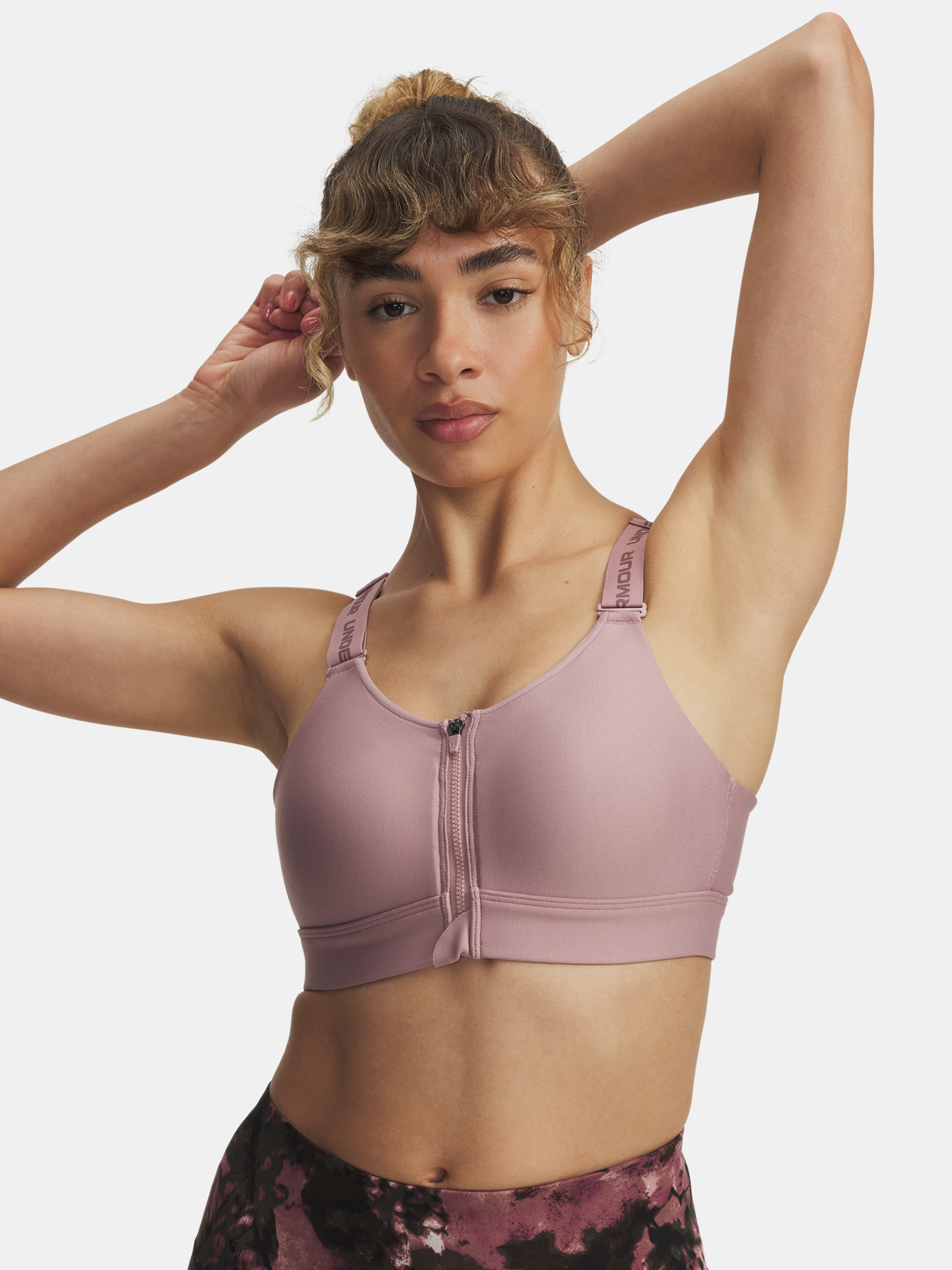 Womens bra Under Armour UA Infinity High Zip 2.0 Bra-PNK - Womens