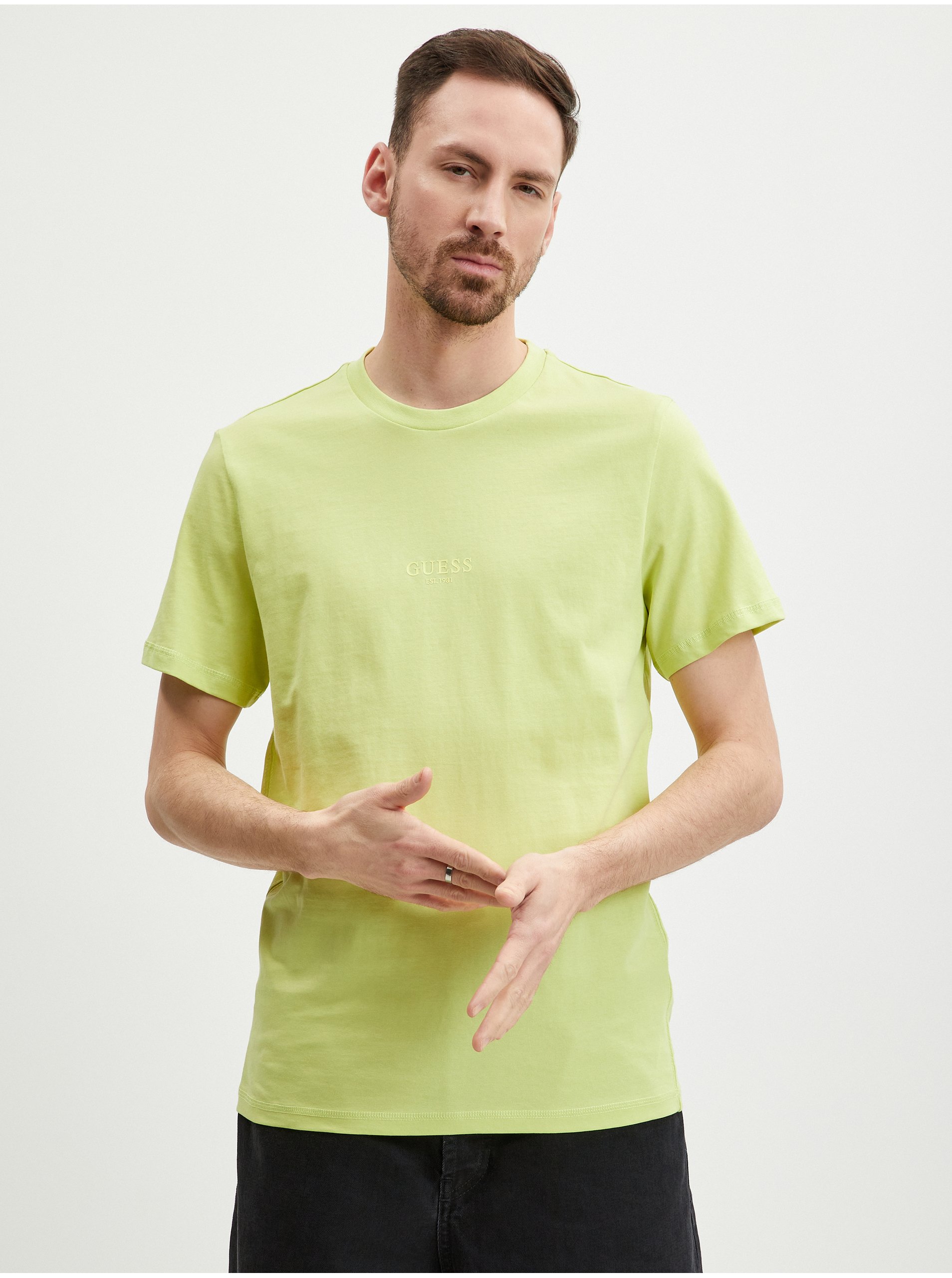 Light green men's T-shirt Guess Aidy - Men