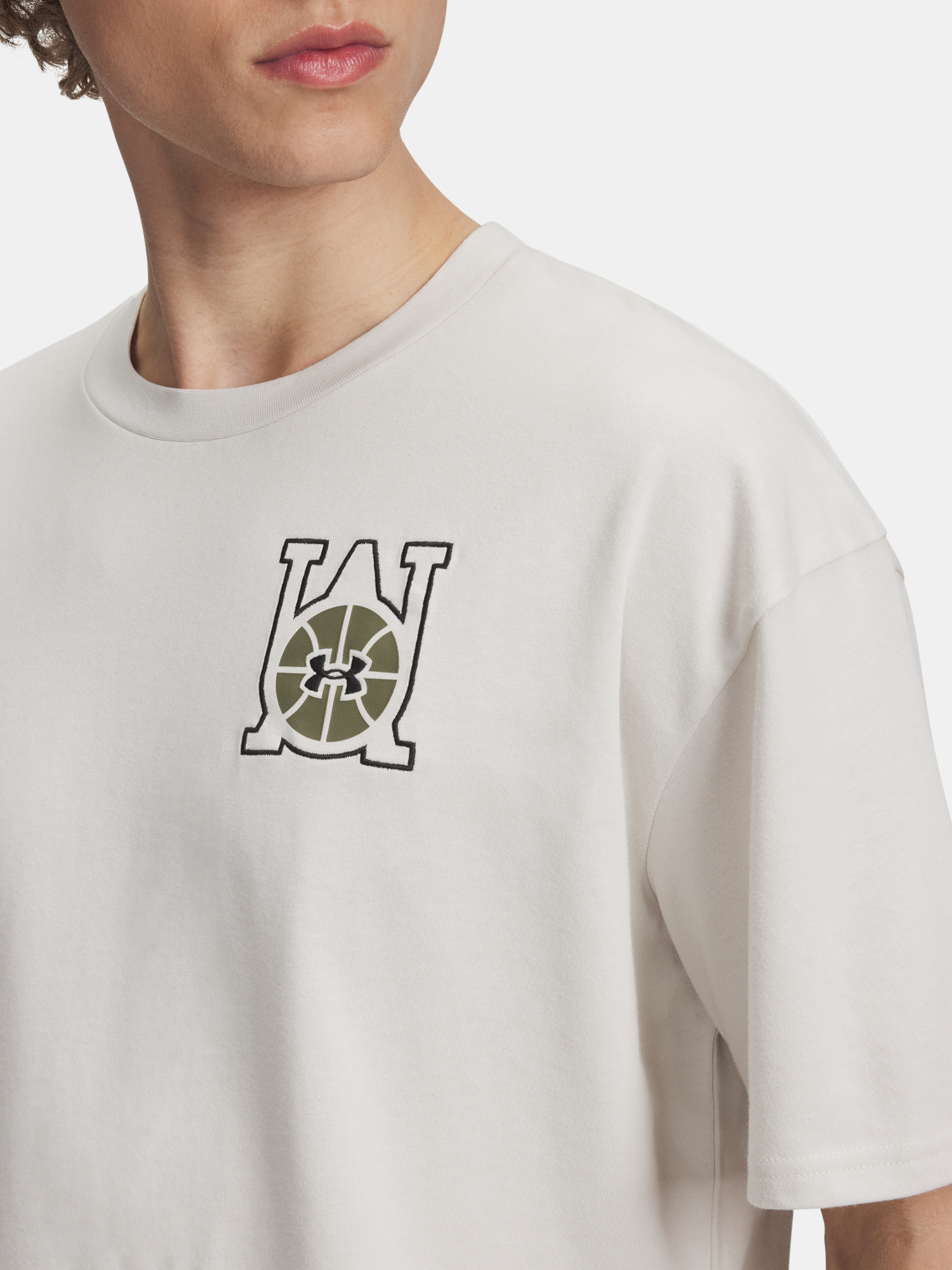 Men's T-shirt Under Armour UA M HWT OS Hoops Courtside-WHT - Men's