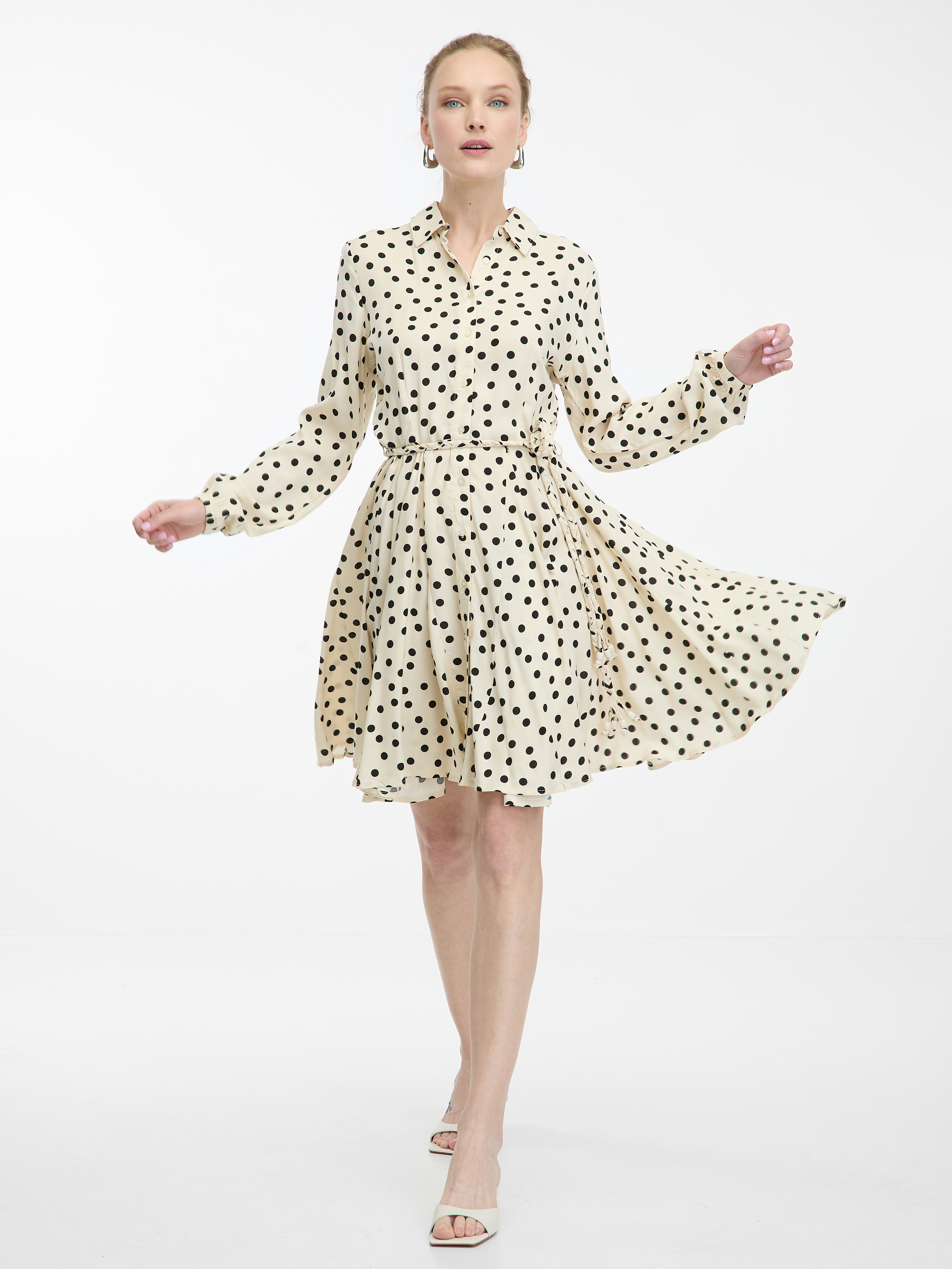Cream womens knee-length shirt dress ORSAY - Womens