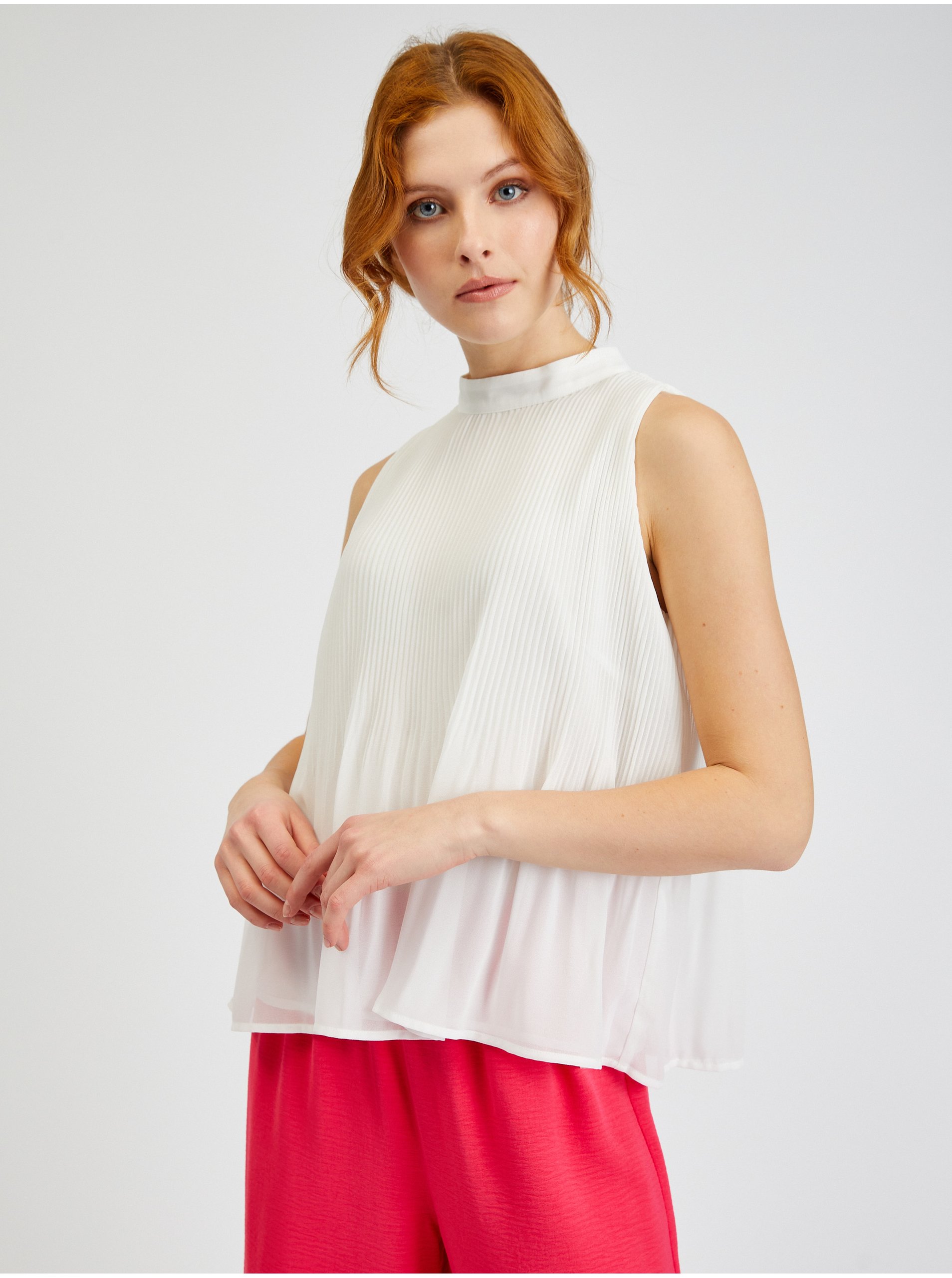 Orsay White Pleated Blouse - Ladies