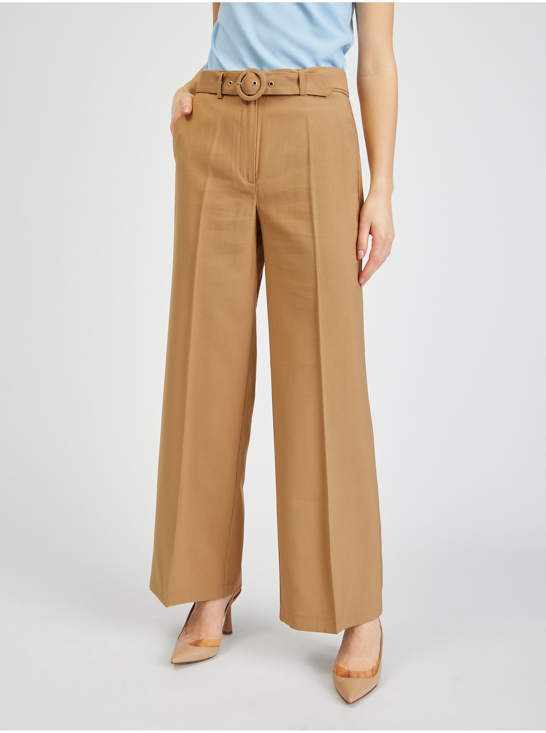 Orsay Brown Women's Wide Pants With Belt - Women