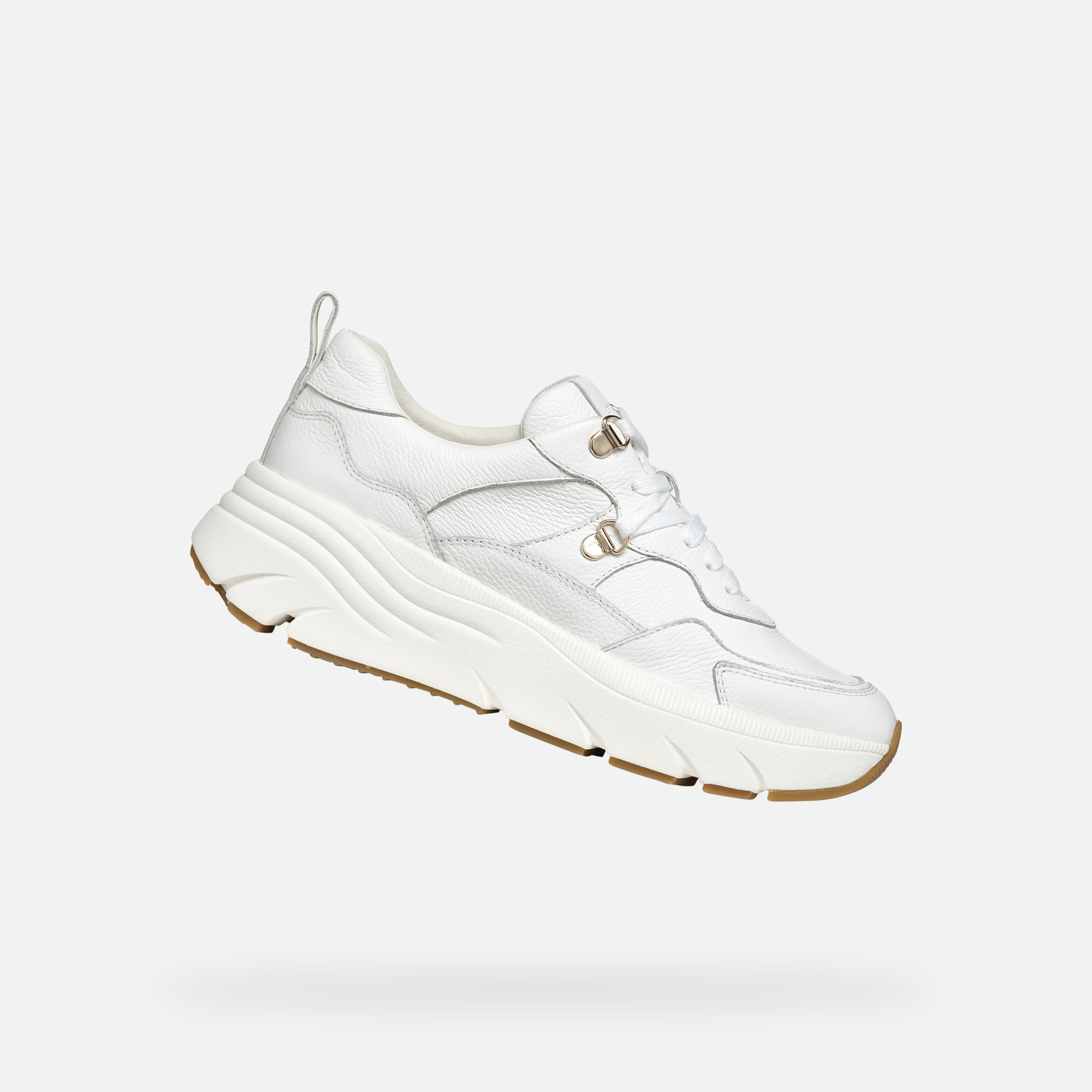 White womens sneakers Geox Iamantha - Womens