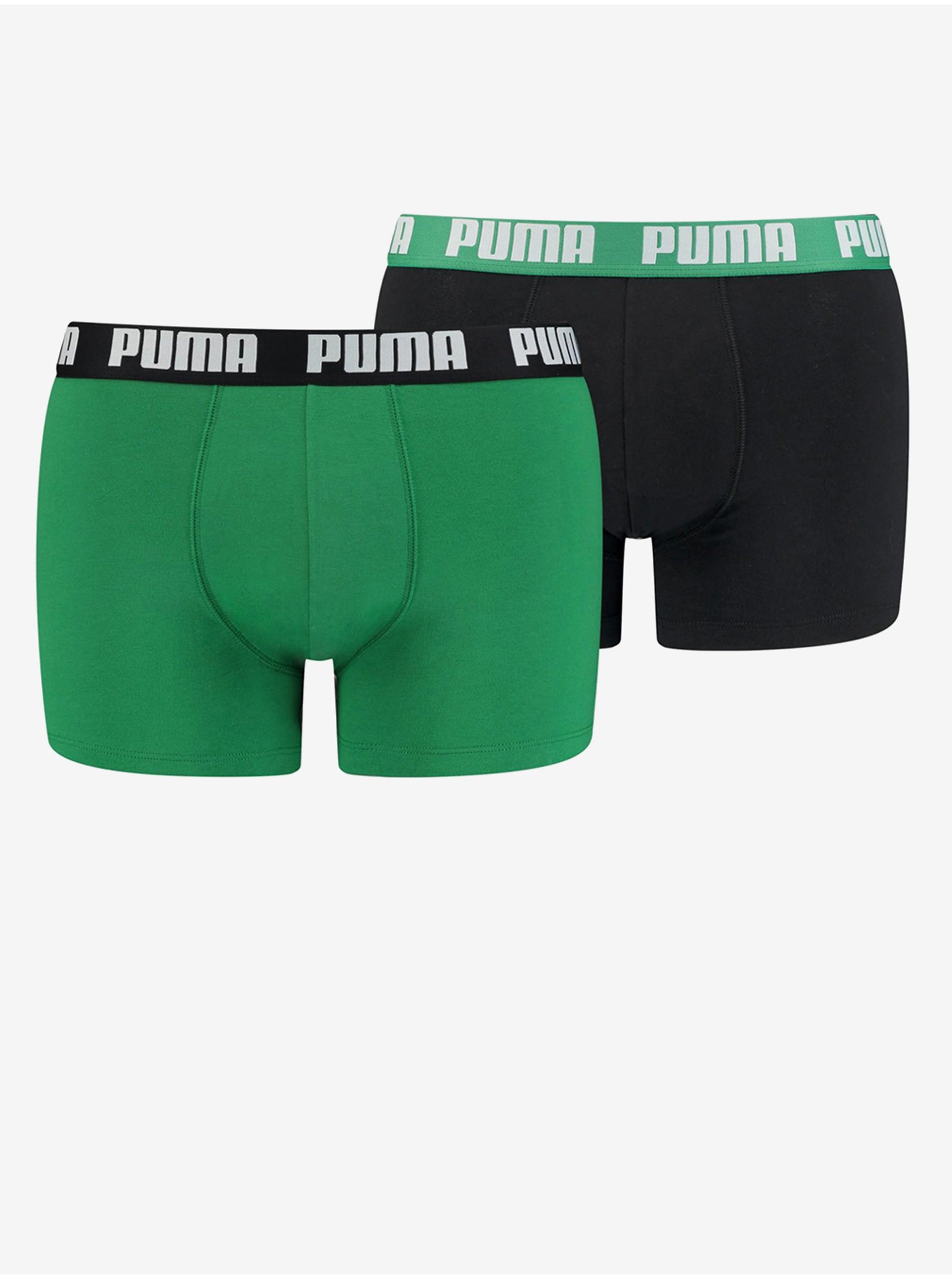 Levně Sada dvou pánských boxerek v černé a zelené barvě Puma - Pánské