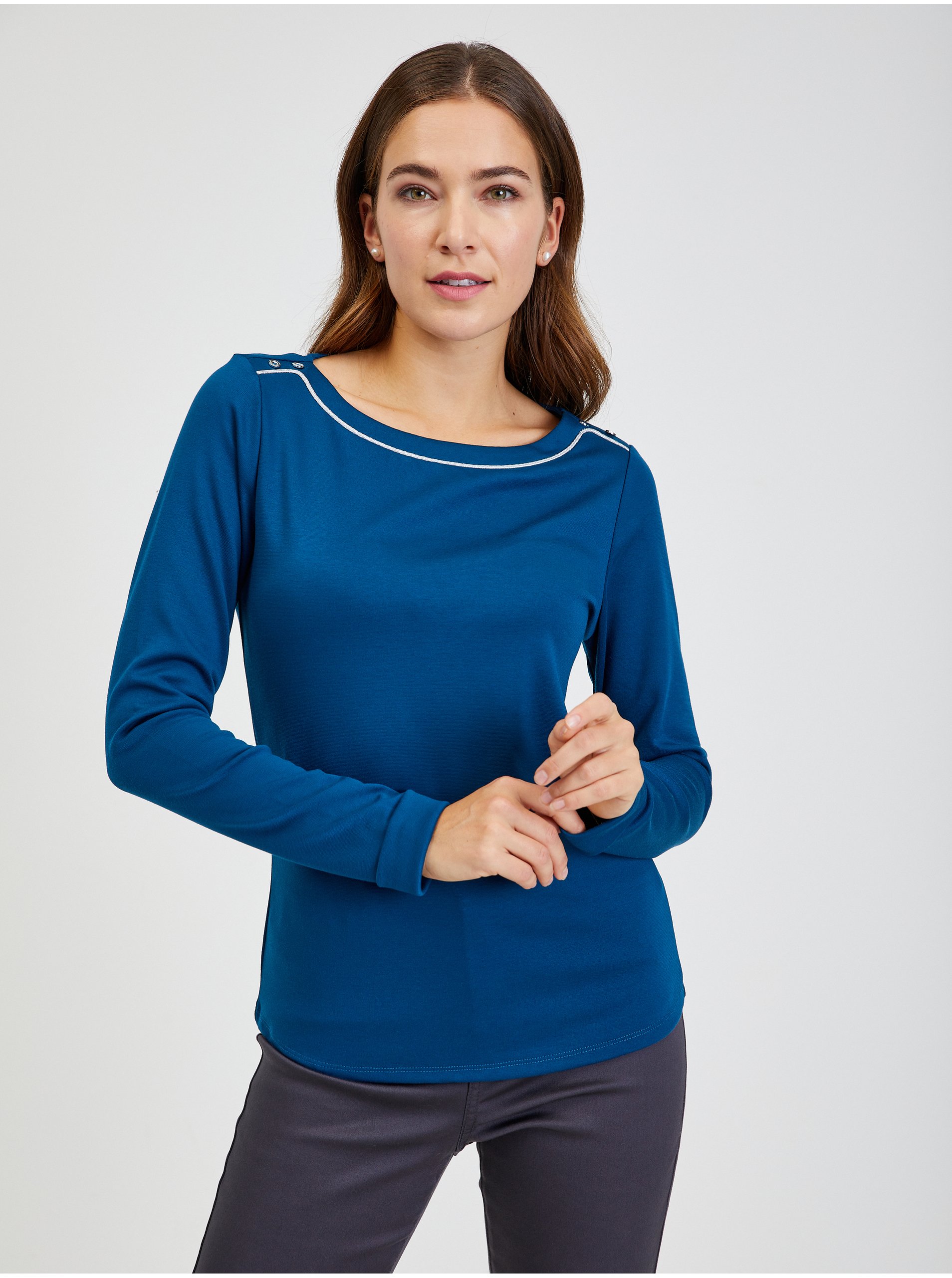 Levně Tmavě modré dámské tričko ORSAY - Dámské