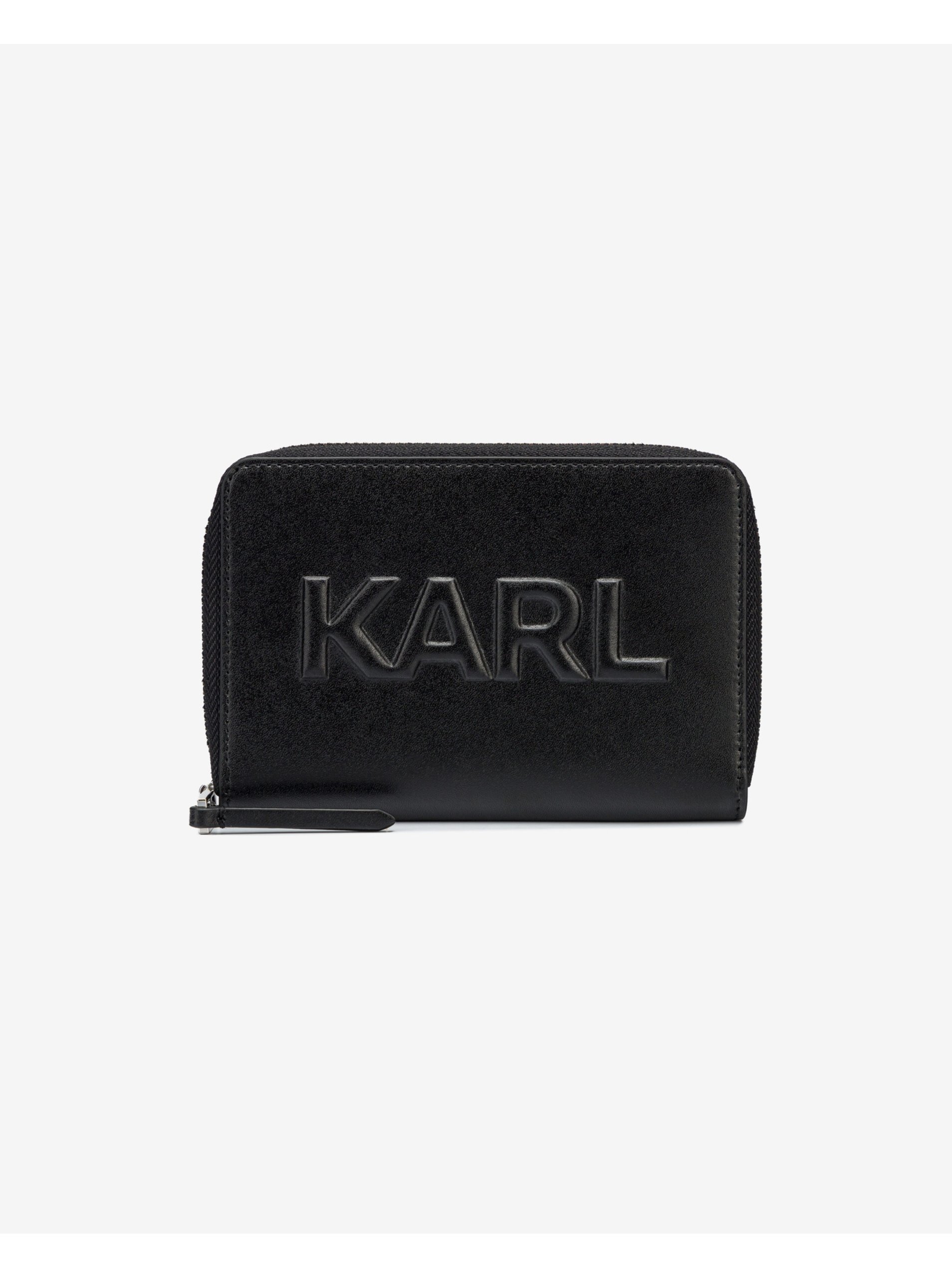 Levně Černá dámská kožená peněženka KARL LAGERFELD - Dámské
