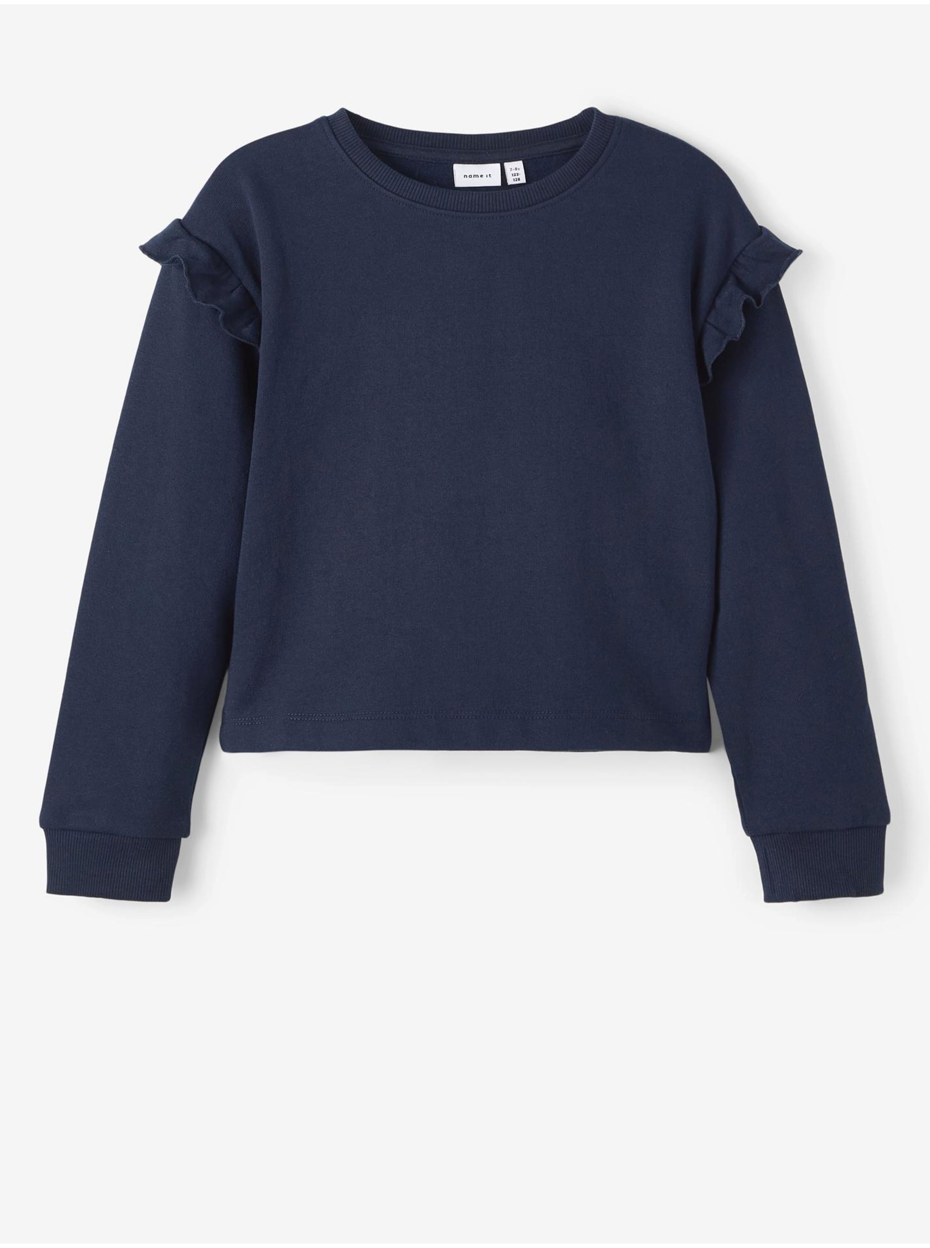 Tmavě modrá holčičí mikina s nařasenými rukávy name it Oksus - unisex