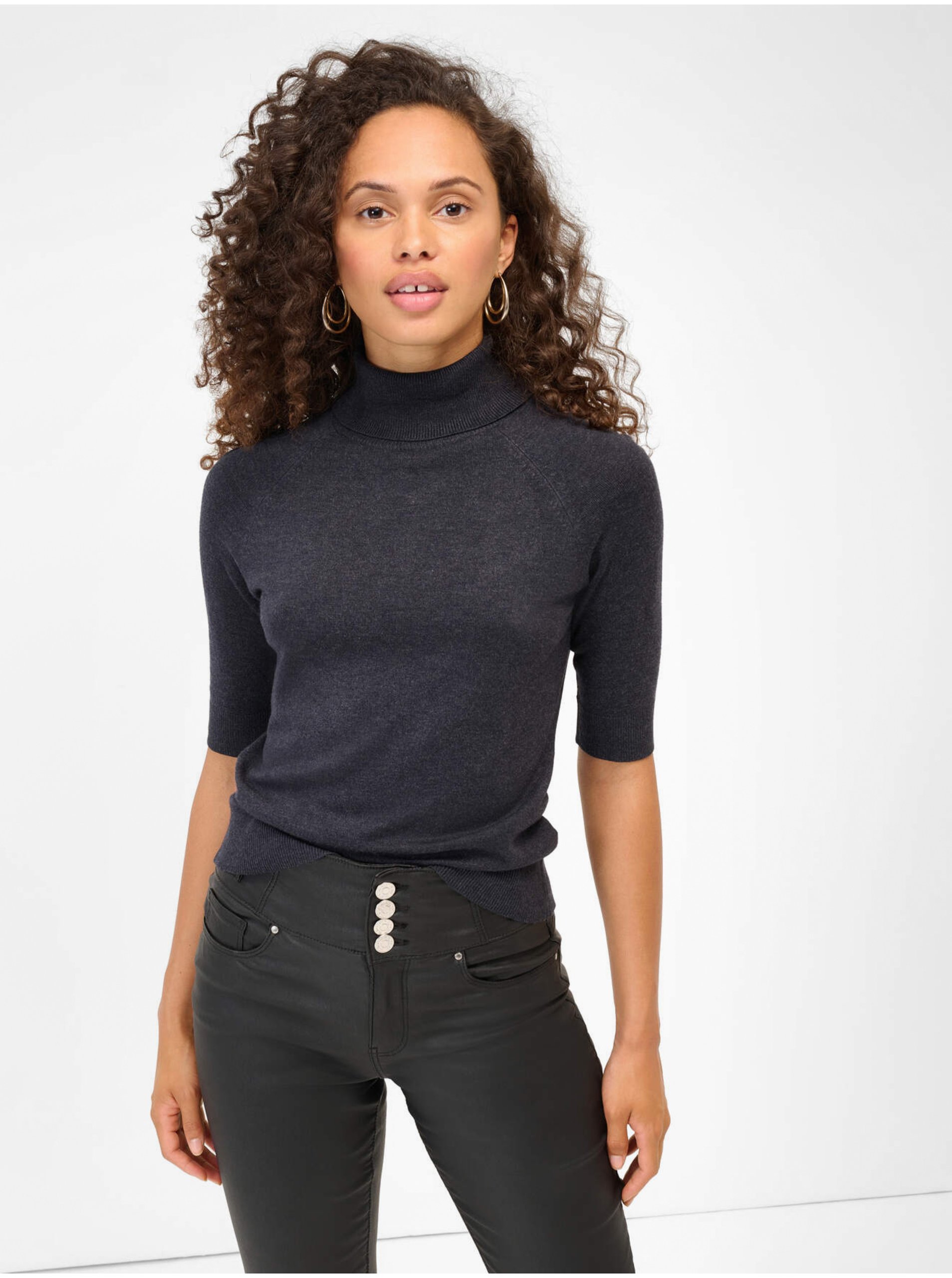 Dark Grey Turtleneck with Three-Quarter Sleeves ORSAY - Women