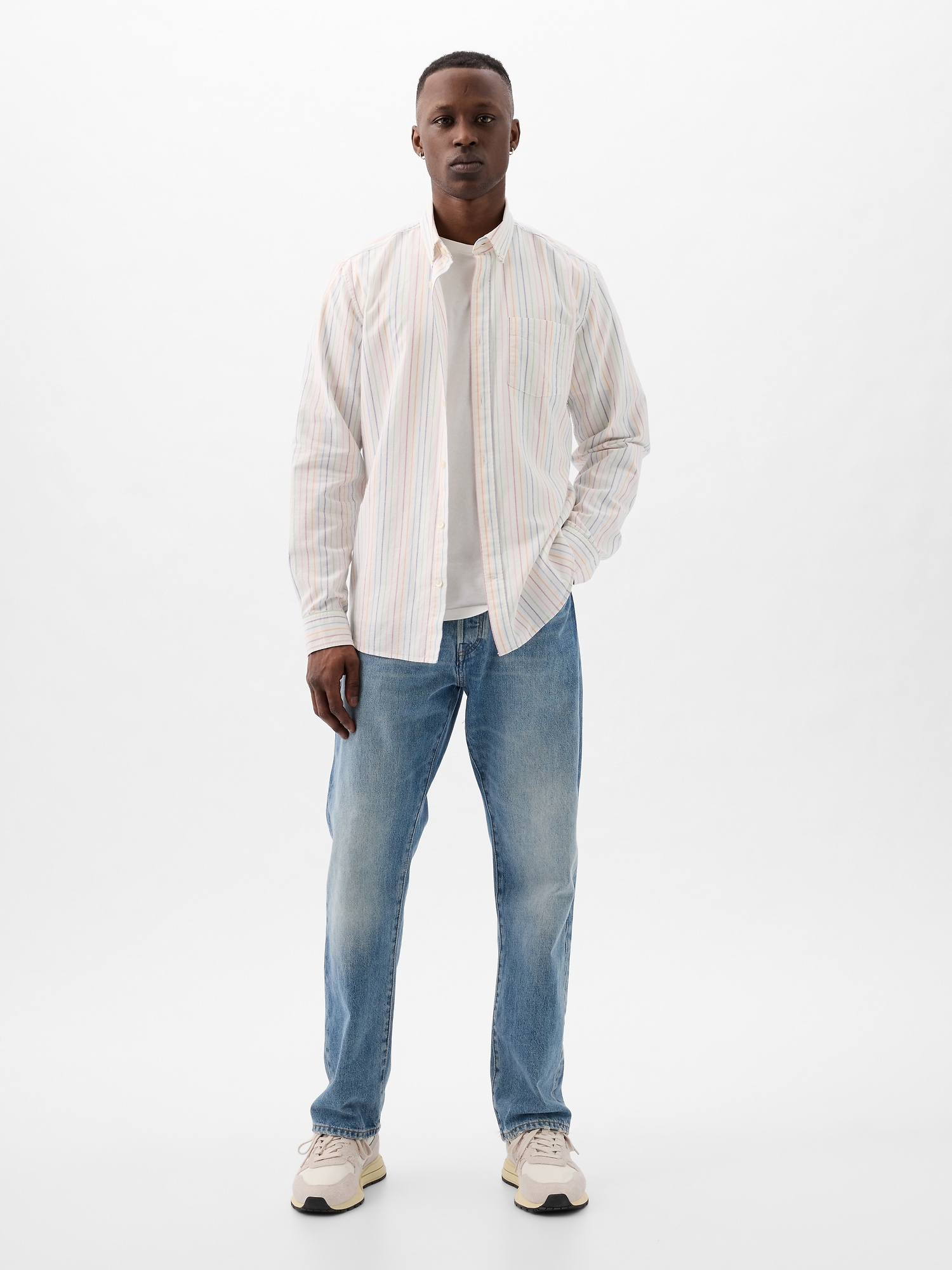 Camasi casual pentru barbati GAP - alb, albastru deschis, verde deschis, oranj, mov deschis, roz