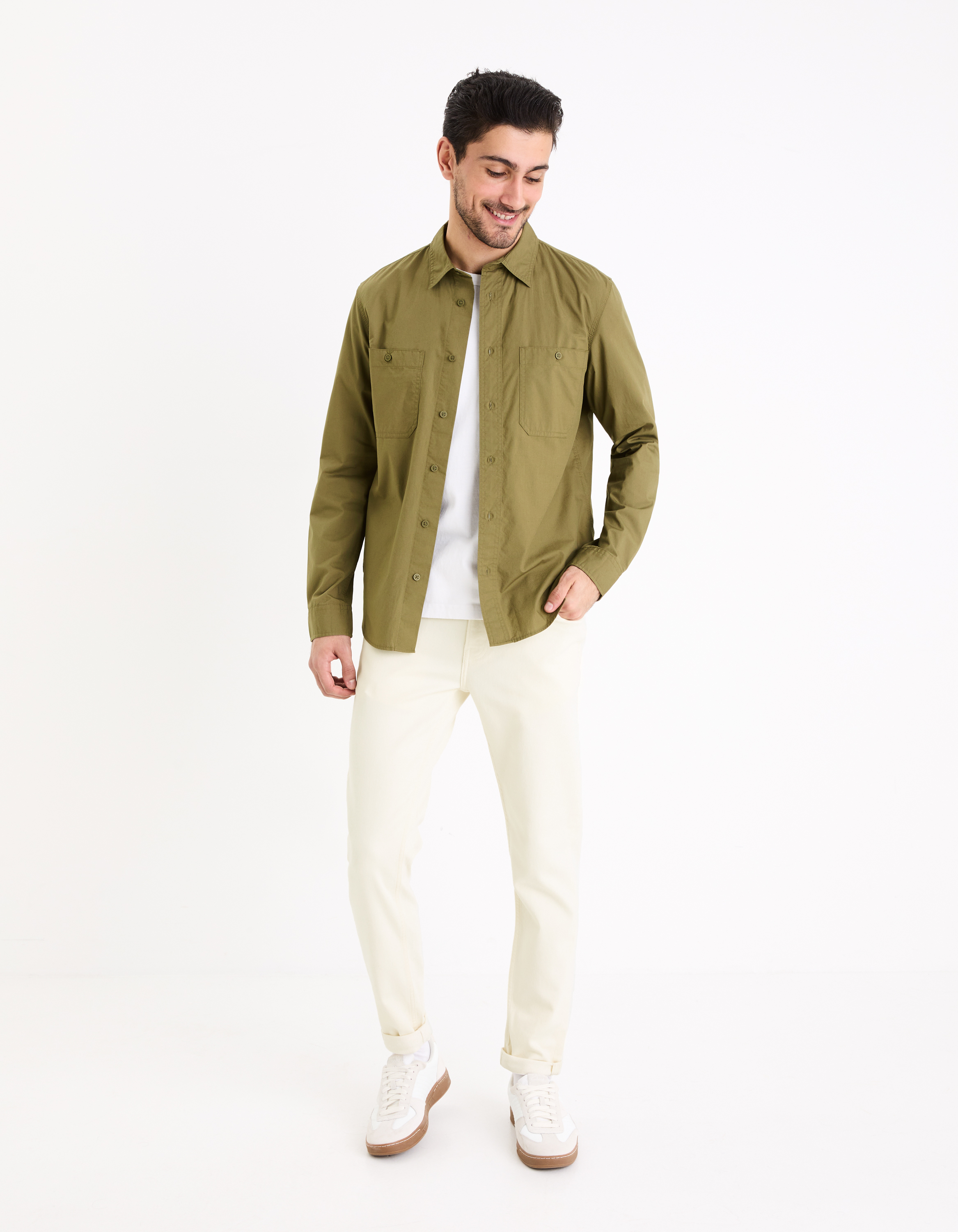 Camasi casual pentru barbati Celio - kaki