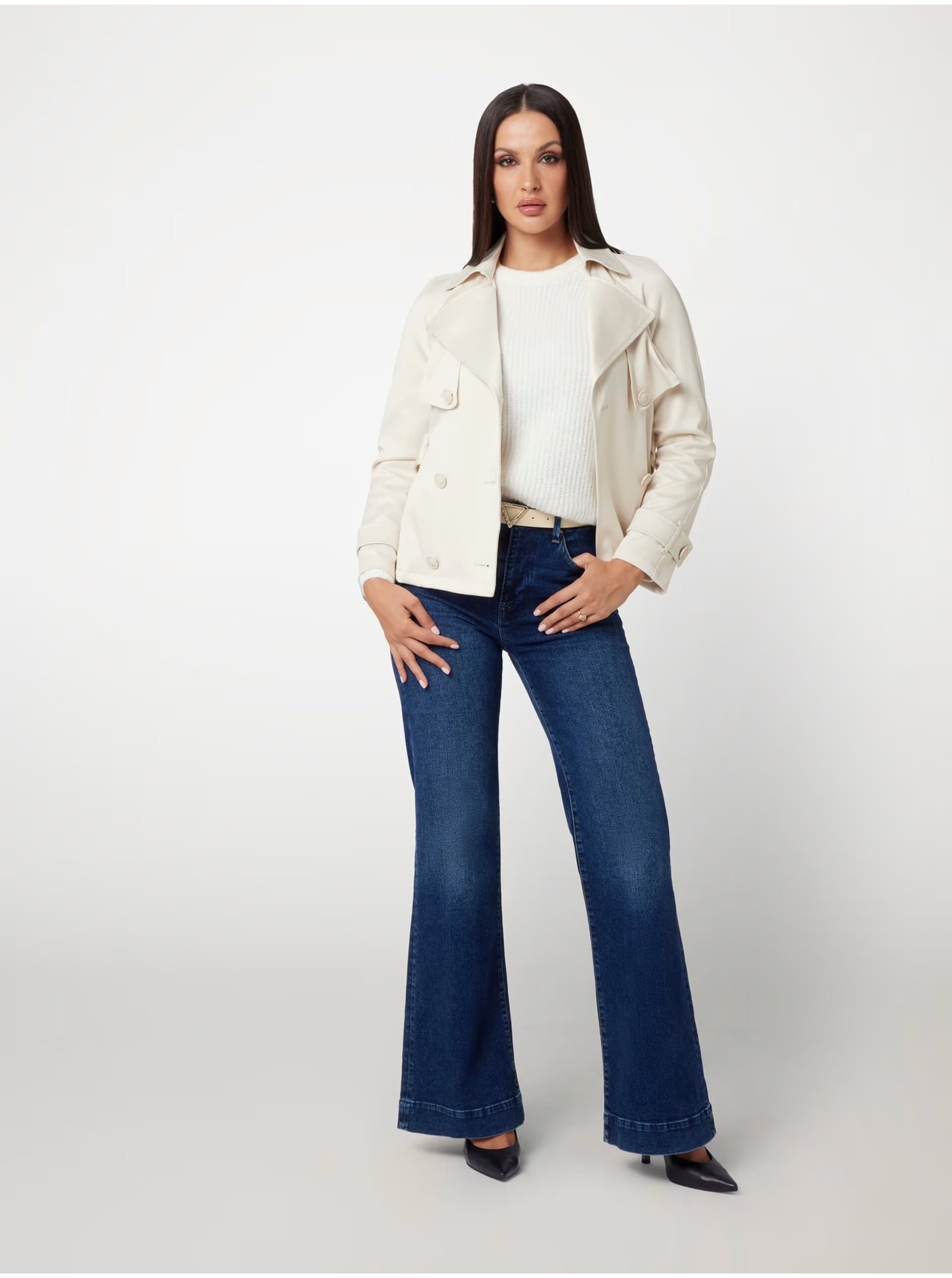 Cream women's short trench coat Guess - Women