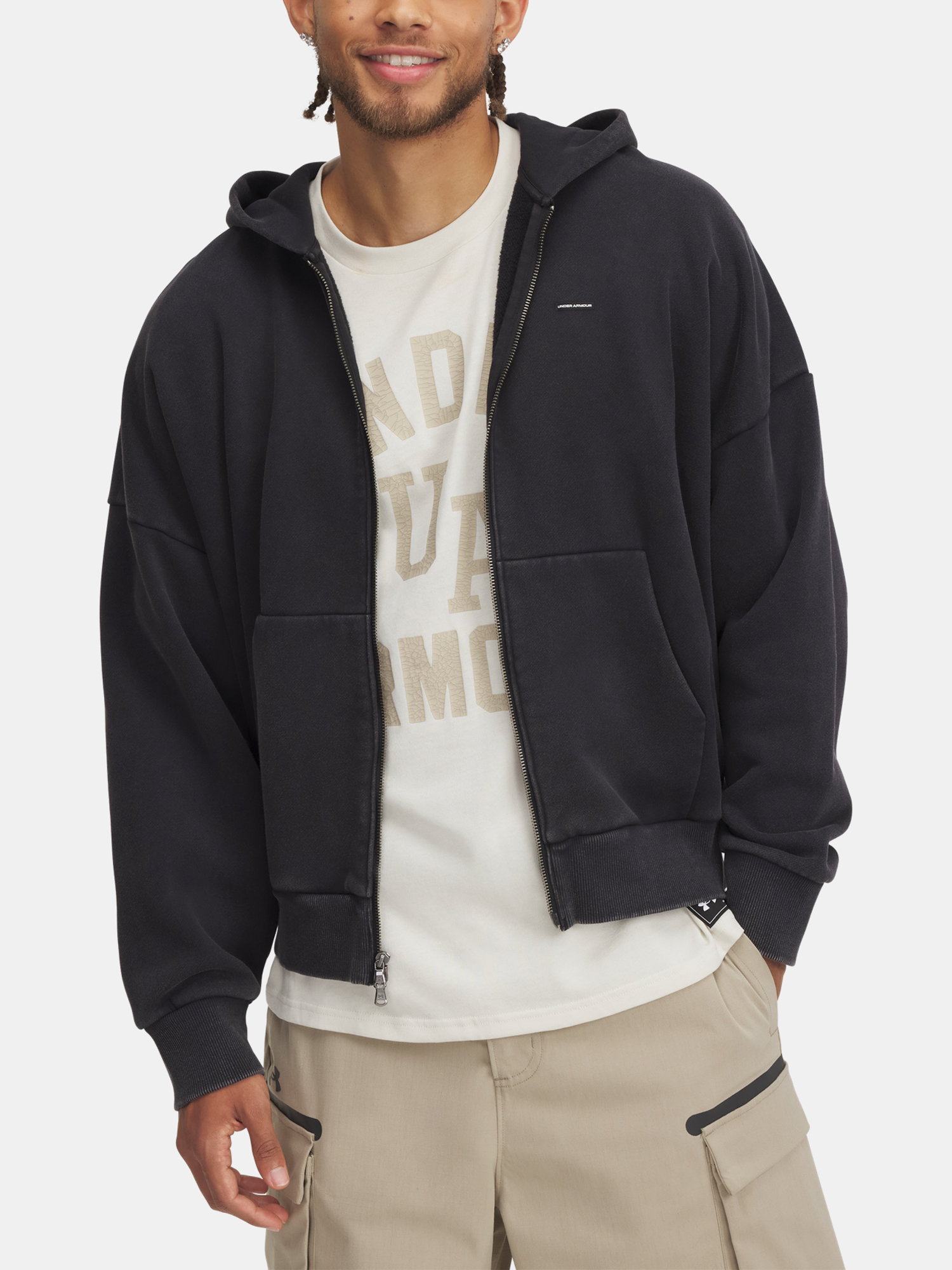 Mens sweatshirt Under Armour Icon HWT Fleece Wash FZ - Mens