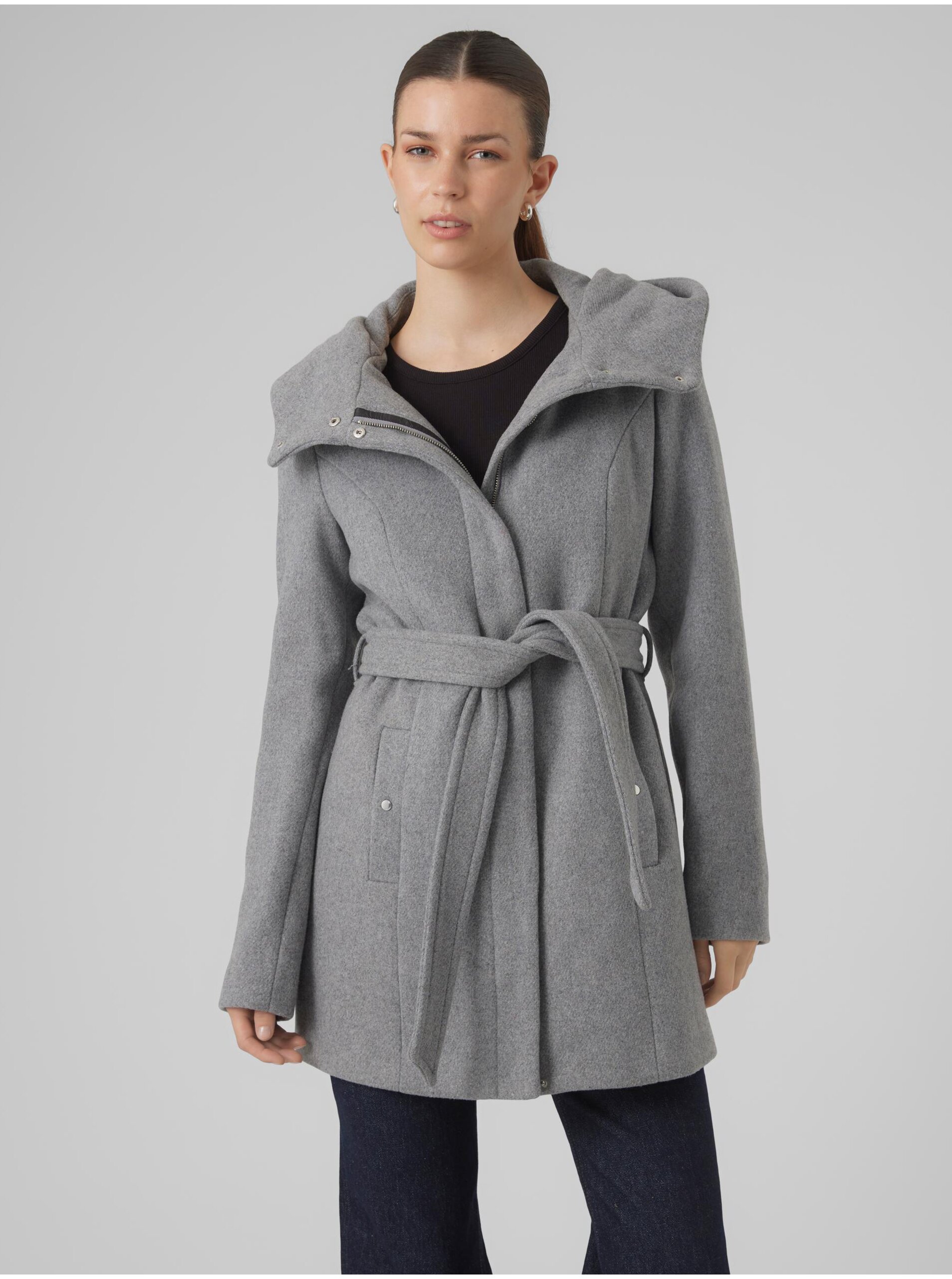 Women's grey coat VERO MODA Classliva - Women