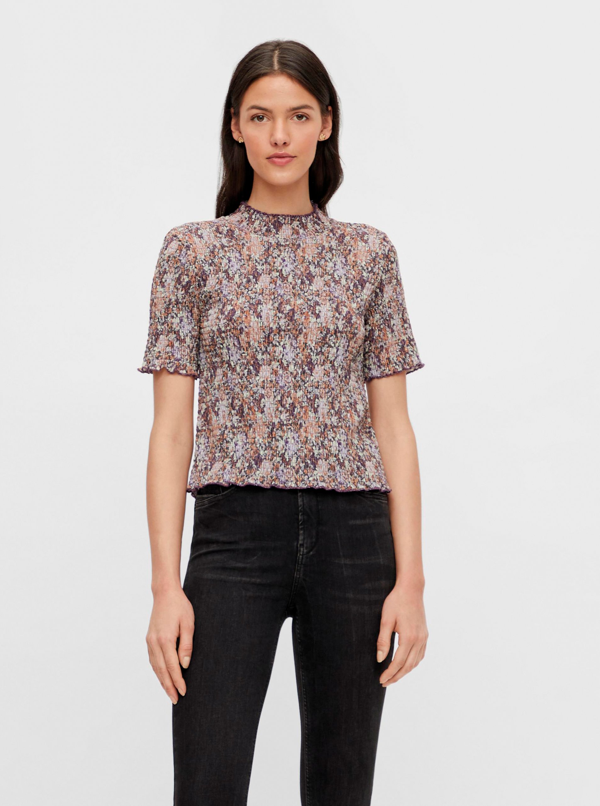 Brown Patterned Blouse Pieces Leaste - Women's