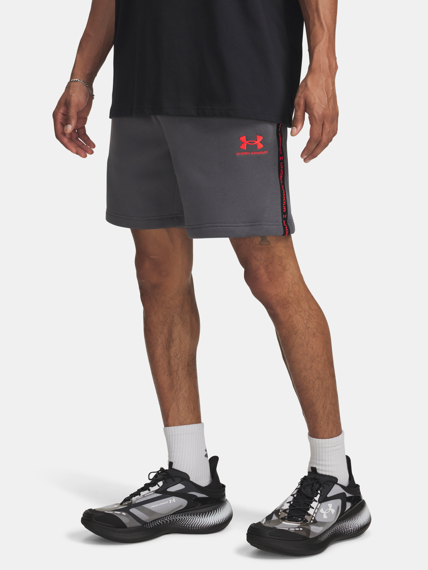 Mens shorts Under Armour UA Icon Fleece Short Taping-GRY - Mens