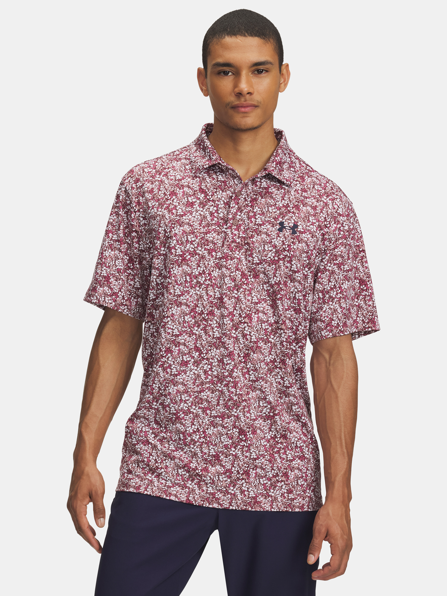 Mens Under Armour UA Playoff 3.0 Printed Polo-PNK T-Shirt - Mens