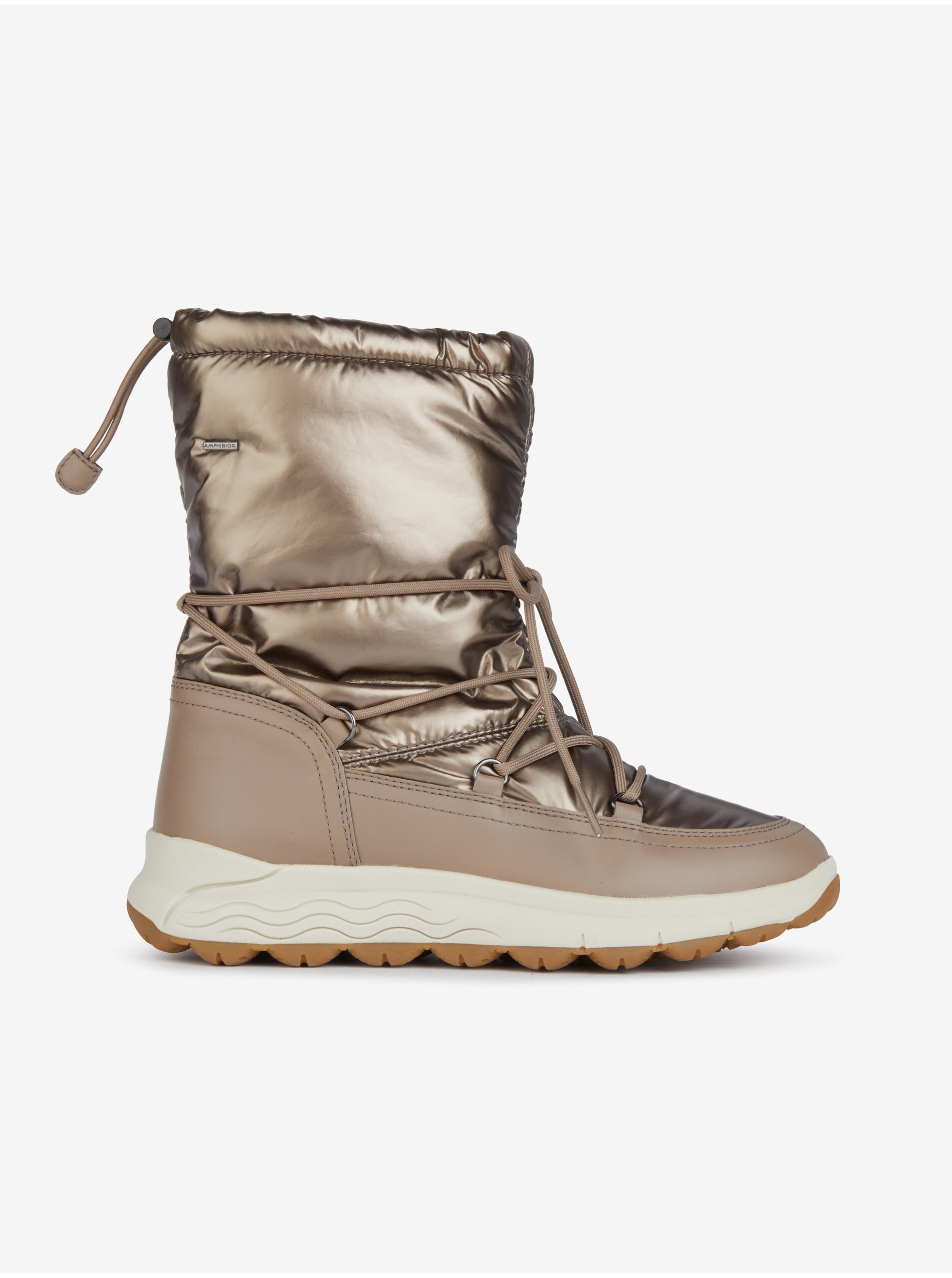 Women's snow boots with leather details in gold Geox Spherica - Women
