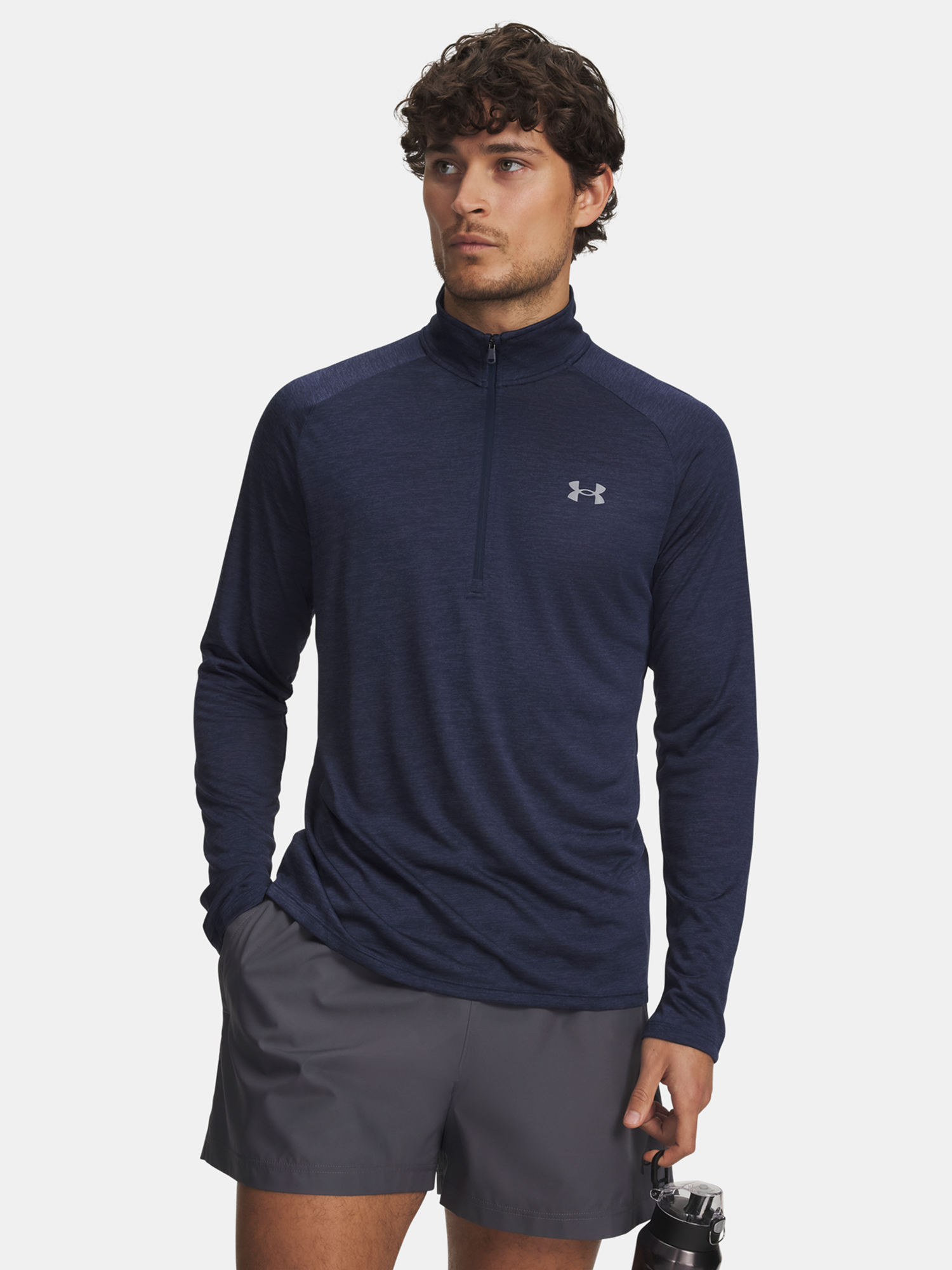 Tmavomodré športové tričko Under Armour UA Tech 2.0 1/2 Zip