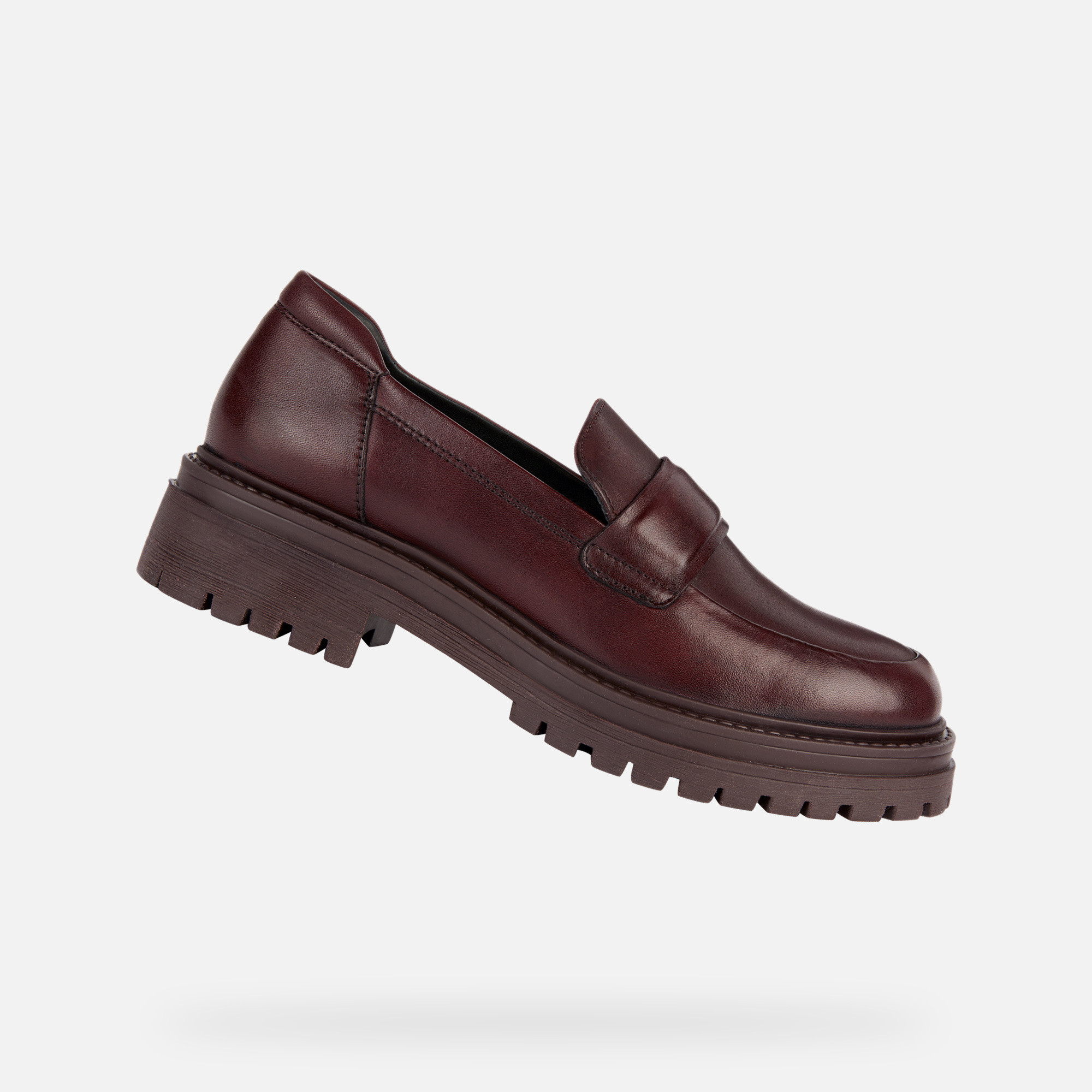 Burgundy womens loafers Geox Iridea - Womens
