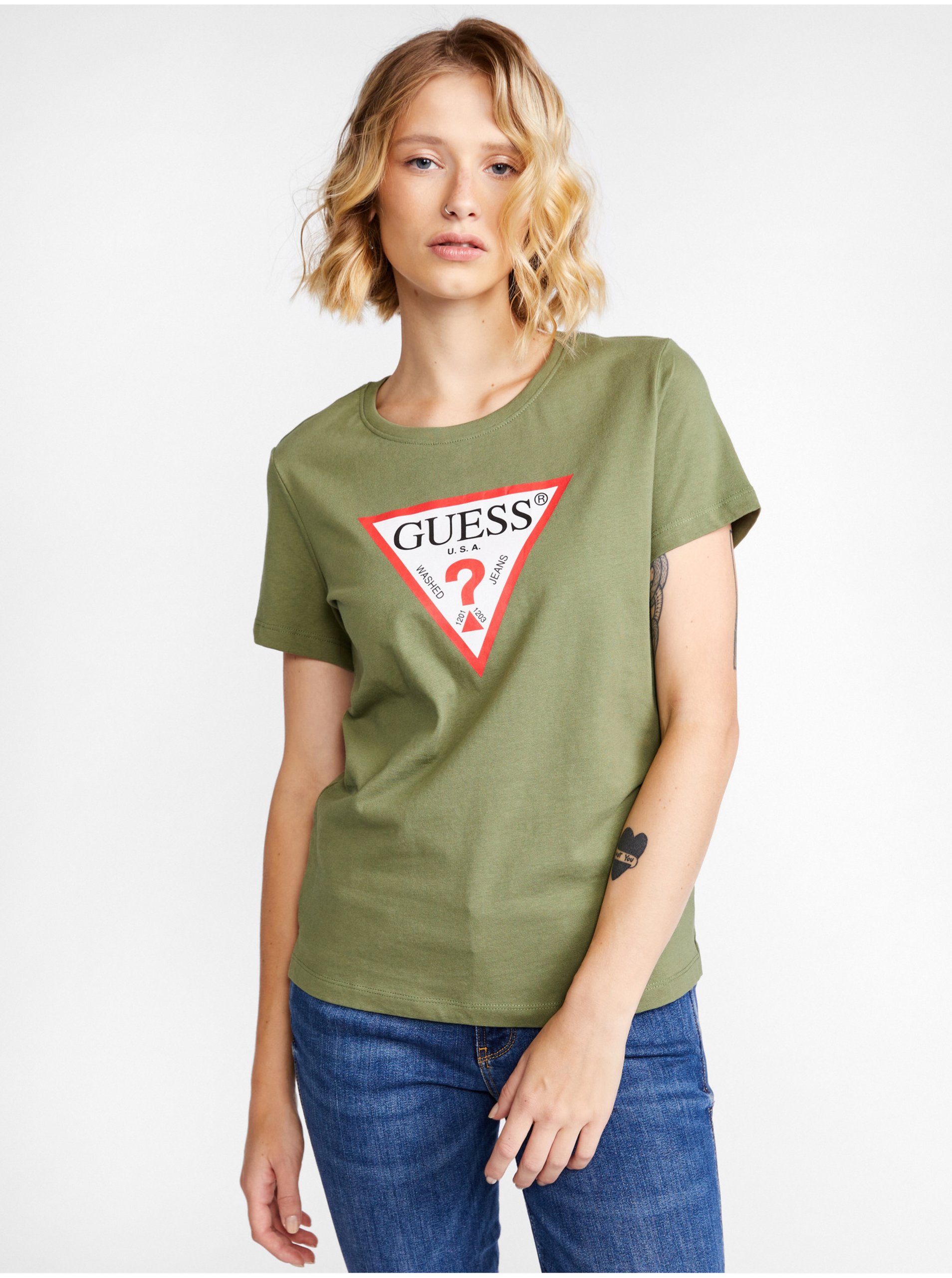 Green Women's T-shirt With Print Guess Original - Women