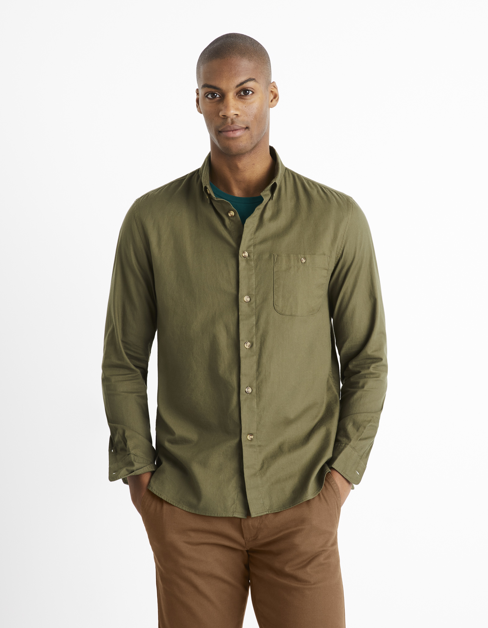 Celio Košile twill regular Carobone - Pánské