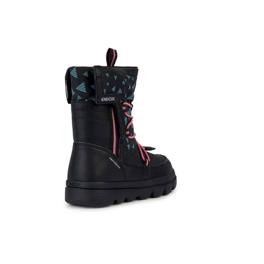 Black Girls Ankle Boots Geox Willaboom Abx - Girls
