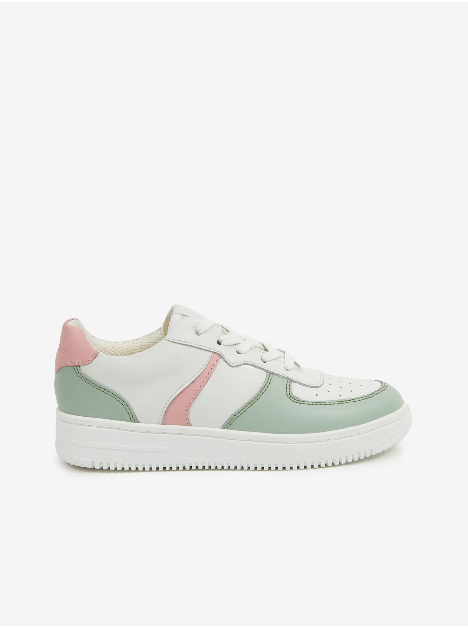Green-white girly leather sneakers Richter - Girls