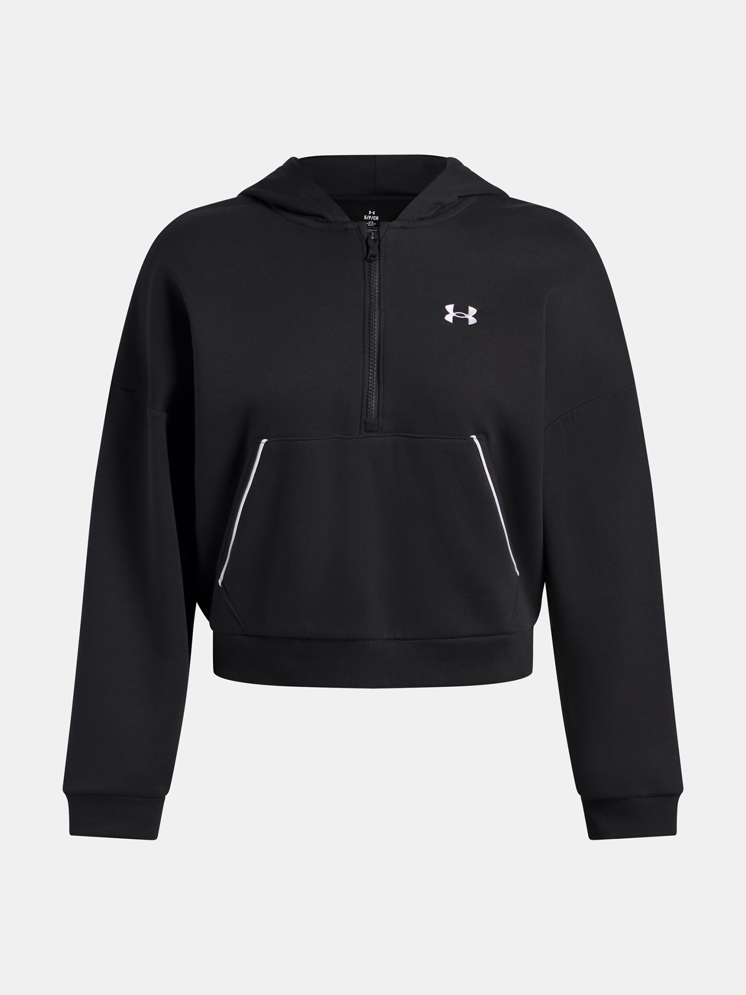 Under Armour Rival Flc Piped HZ Hoodie-BLK - Ladies